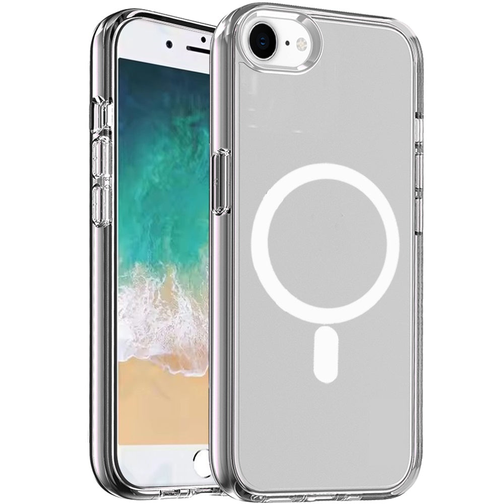 For Apple iPhone 17E /16E MagSafe Compatible Transparent Hybrid Case with Magnetic Circle, Shock Absorption TPU Rubber Case Cover