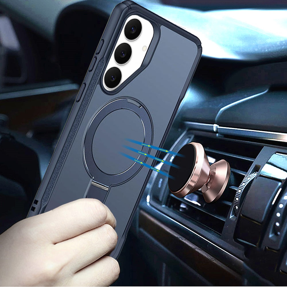 For Samsung Galaxy S26 Matte Finish Magnetic Ring Hybrid Protective Invisible Kickstand Magsafe Compatible Case Cover