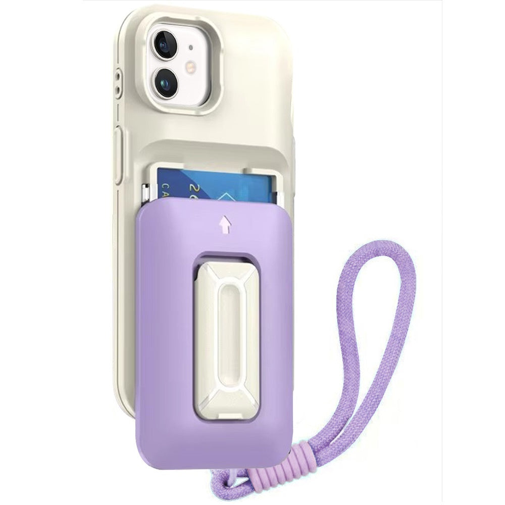 For Apple iPhone 15 Wallet Case with 2- Credit Card Holder, Wrist Strap & Kickstand Hybrid Shockproof TPU Case Cover