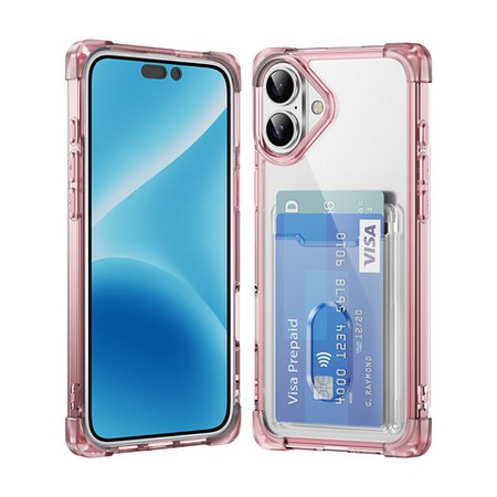For Apple iPhone 16 Plus (6.7") Wallet Clear Case with Credit Card Holder Rubber Silicone TPU Protection Corner Bumper Shockproof Case Cover
