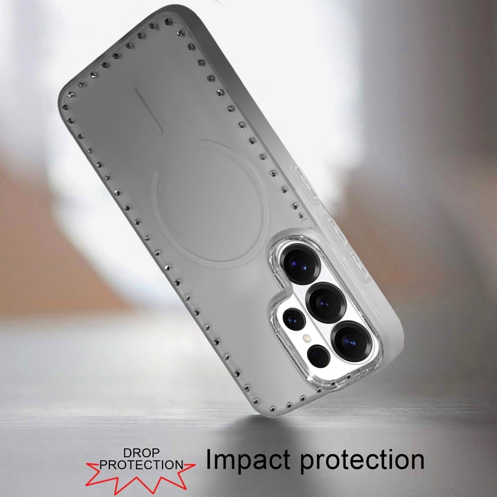 Phone Case for Samsung Galaxy S25 Ultra Magnetic Frosted Diamond Bling Edge Hybrid Shockproof Protective Matte Grip Durable Anti Scratch Premium Slim Cover