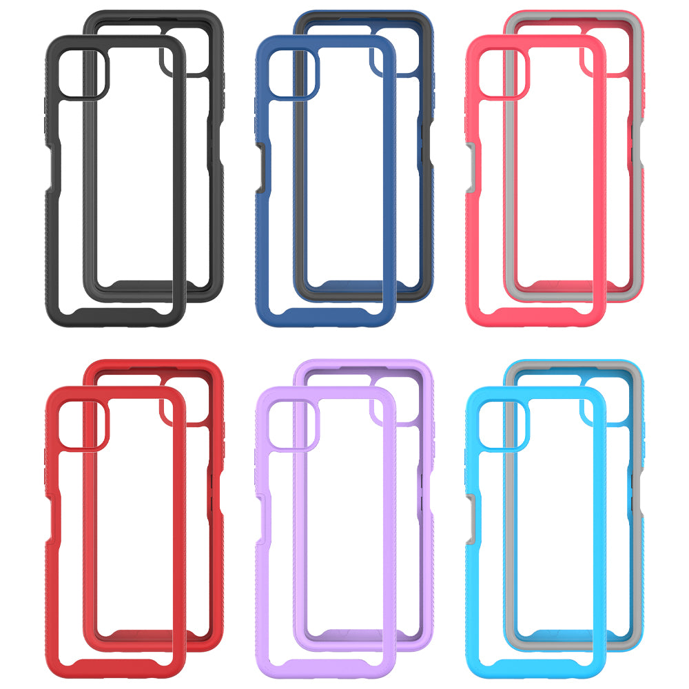 For Boost Mobile Celero 5G Hybrid Clear Shockproof Dual Layer Protection Hard Rugged PC and Soft TPU Silicone Bumper Frame Back Clear Black Phone Case Cover