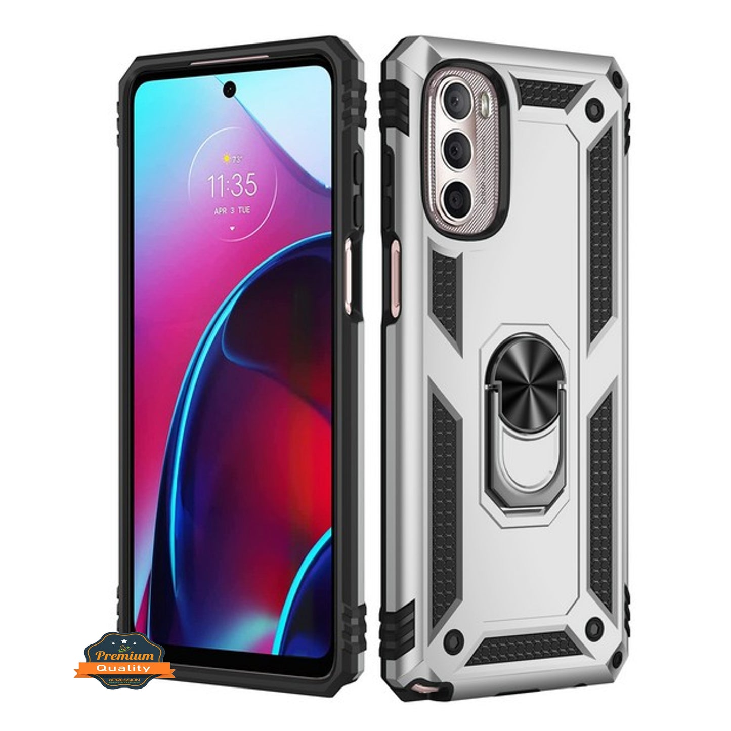 For Samsung Galaxy A03 Core Shockproof Hybrid Dual Layer PC + TPU with Ring Stand Metal Kickstand Heavy Duty Armor Shell Phone Case Cover
