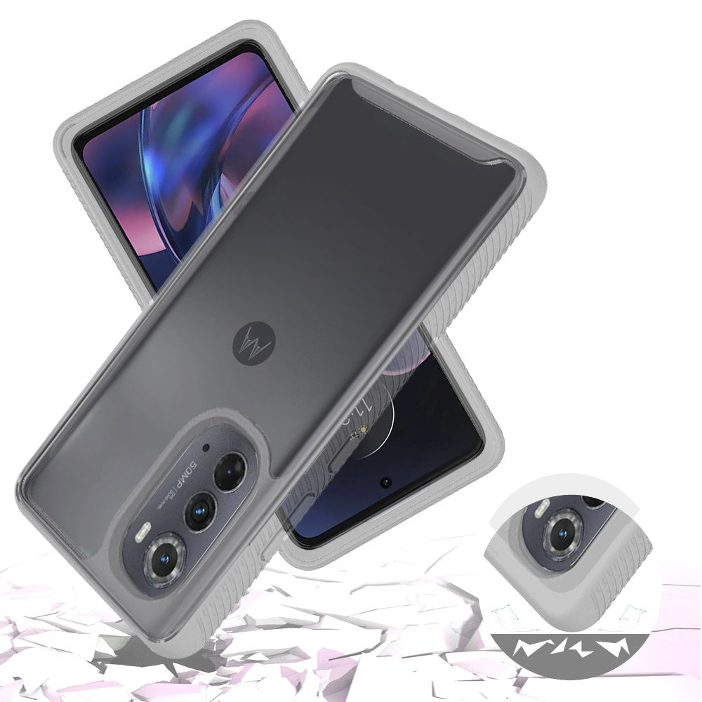 For Motorola Moto Edge 2022 Clear Dual Layer Rugged Bumper Frame Heavy Duty Defender Hybrid Shockproof Rubber TPU Phone Case Cover
