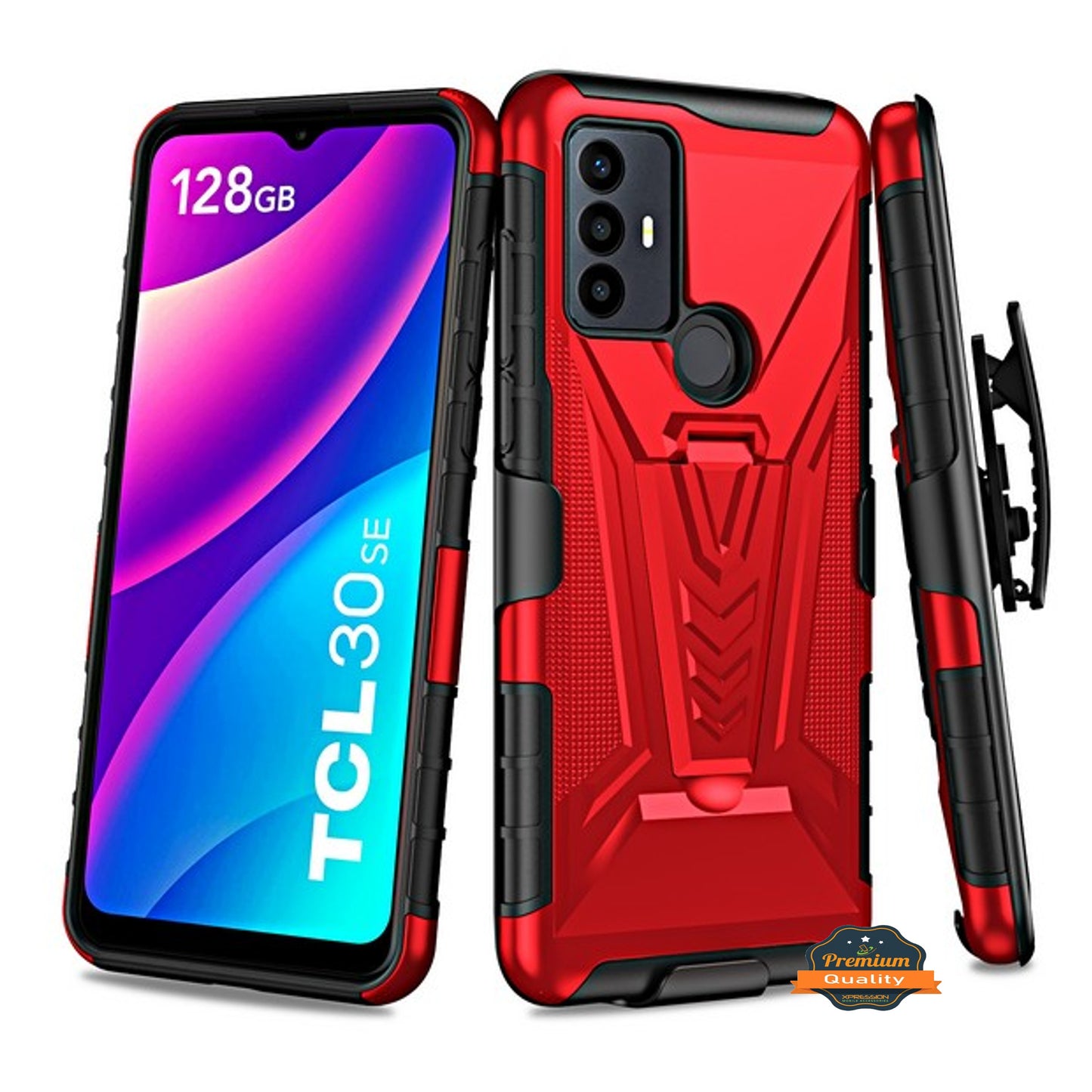 For Alcatel 1V 2021 6002 Hybrid Armor V Kickstand with Swivel Belt Clip Holster Heavy Duty 3in1 Stand Shockproof Rugged Phone Case Cover
