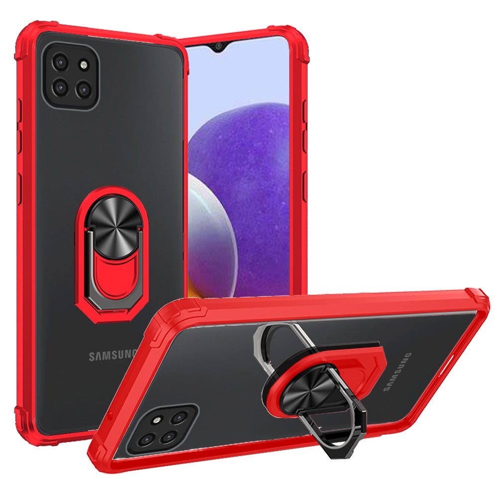 For Apple iPhone 13 Pro Max (6.7") Clear Silicone Shockproof Tuff Hybrid Protection Cover Transparent TPU with Magnetic Ring Kickstand Phone Case Cover