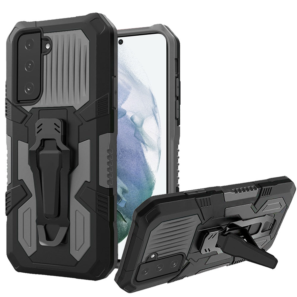 For Samsung Galaxy S22 Rugged Heavy Duty Dual Layers Hybrid Shockproof Protective with Built in Metal Clip Holder & Kickstand Phone Case Cover