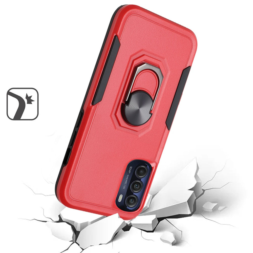 For Motorola Moto G Stylus 5G 2022 Hybrid Rugged Hard Drop-Proof 3 Layer Protection Military Grade with Metal Ring Stand Phone Case Cover