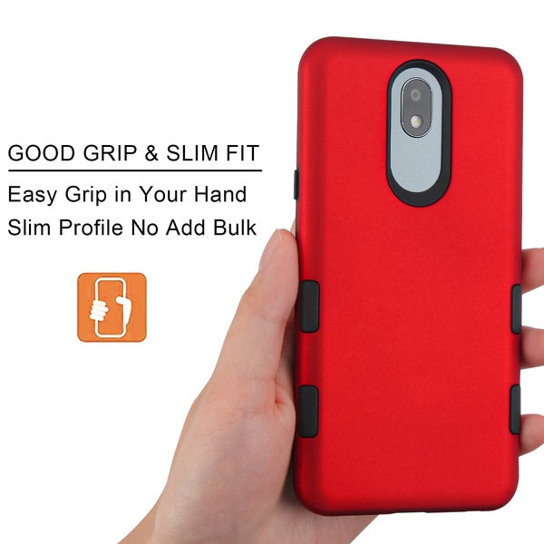 For LG Tribute Royal /Prime 2/Aristo 4 Plus Hybrid Dual Layer Hard PC Cases Shockproof TPU Bumper Red Phone Case Cover