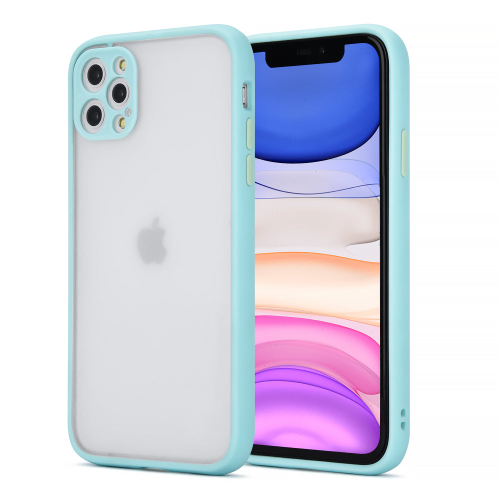 For Apple iPhone 13 /Pro Max Hybrid Translucent Clear Matte Hard PC Back & Frosted Silicone TPU Bumper Slim Shockproof Hard Phone Case Cover