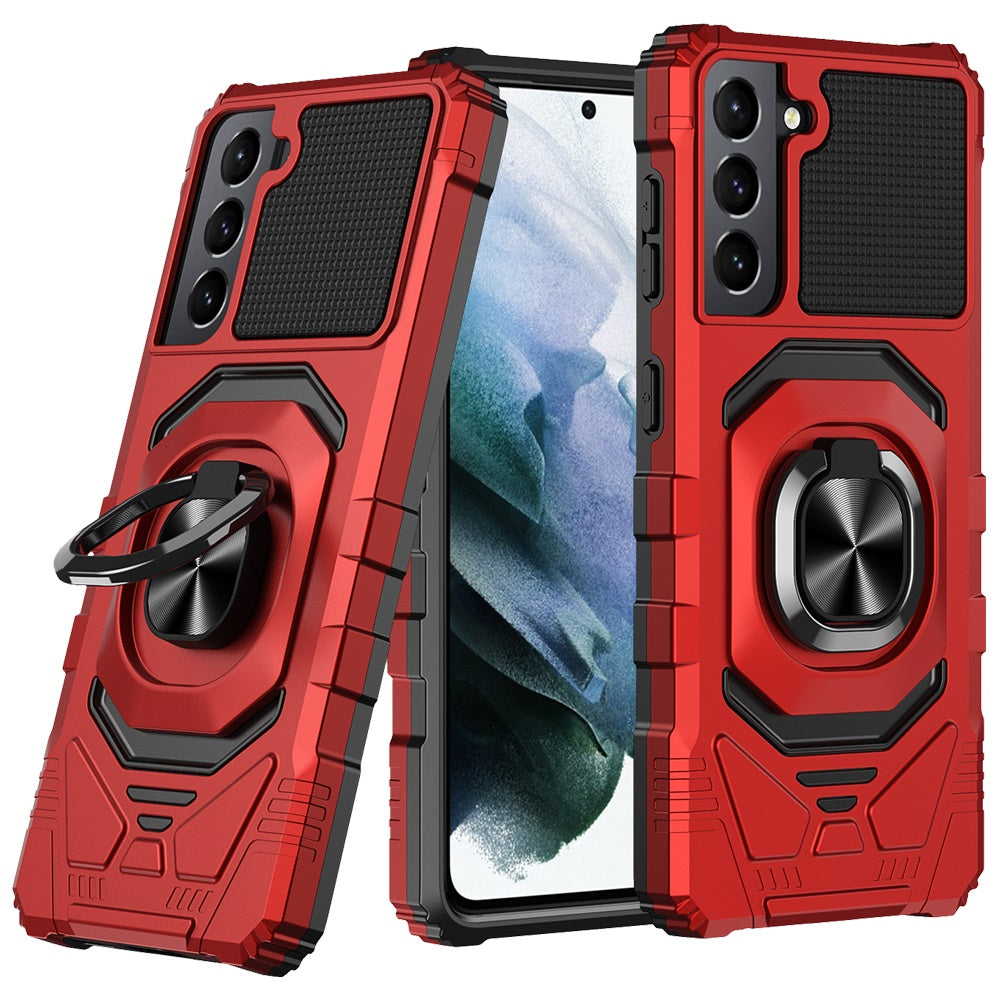 For Samsung Galaxy S22 Hybrid Dual Layer with Rotate Magnetic Ring Stand Holder Kickstand, Rugged Shockproof Protective Phone Case Cover