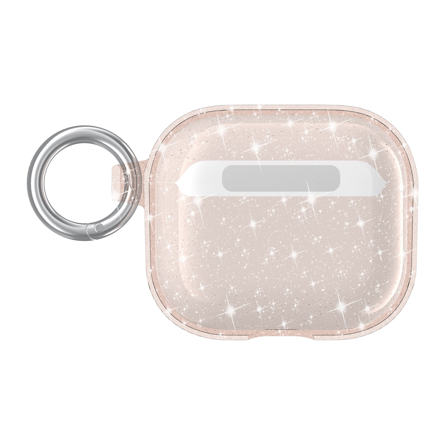 For Apple AirPods 3rd Generation (2021) Transparent Glitter Shimmer Bling Hybrid Silicone Rubber TPU Shockproof Skin with Keychain Phone Case Cover