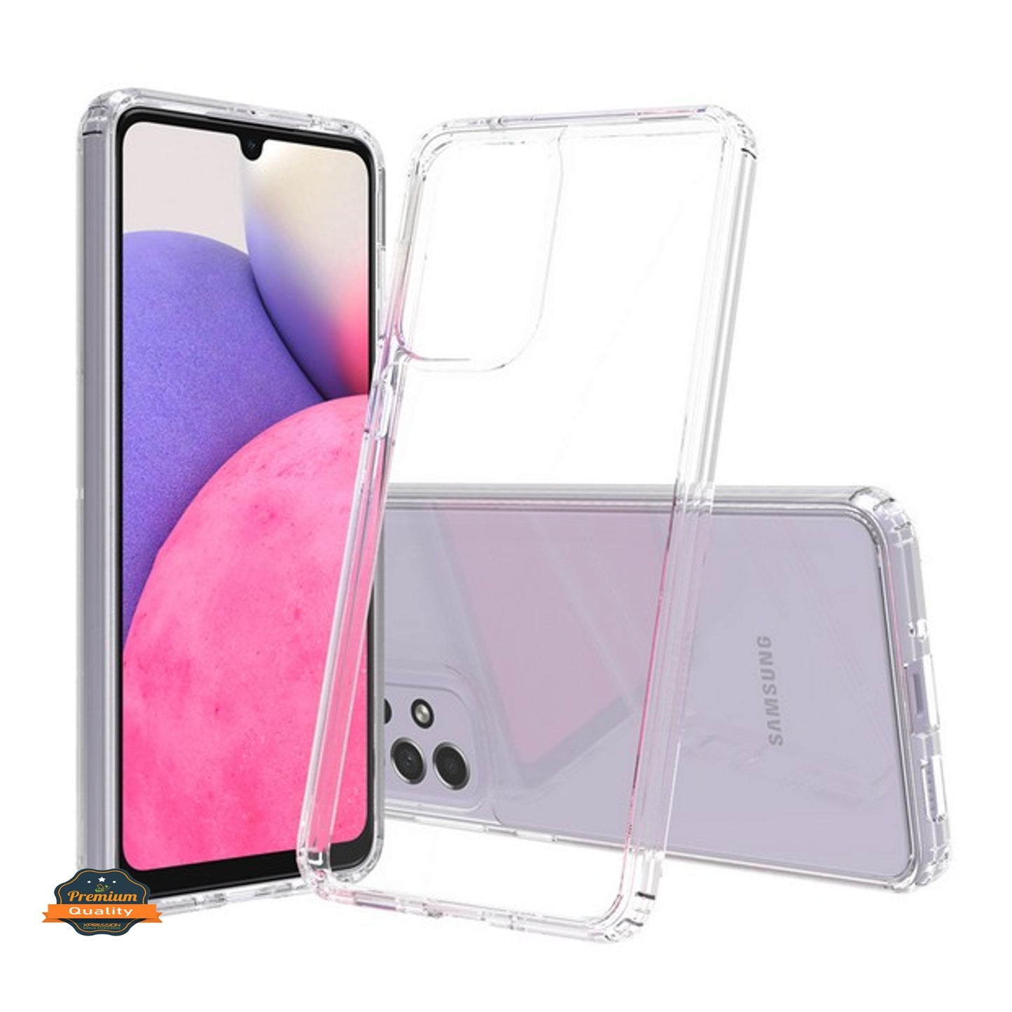 For Samsung Galaxy A33 5G Crystal HD Clear Back Panel PC + TPU Bumper Frame Hybrid Slim Hard Shockproof Defender Phone Case Cover