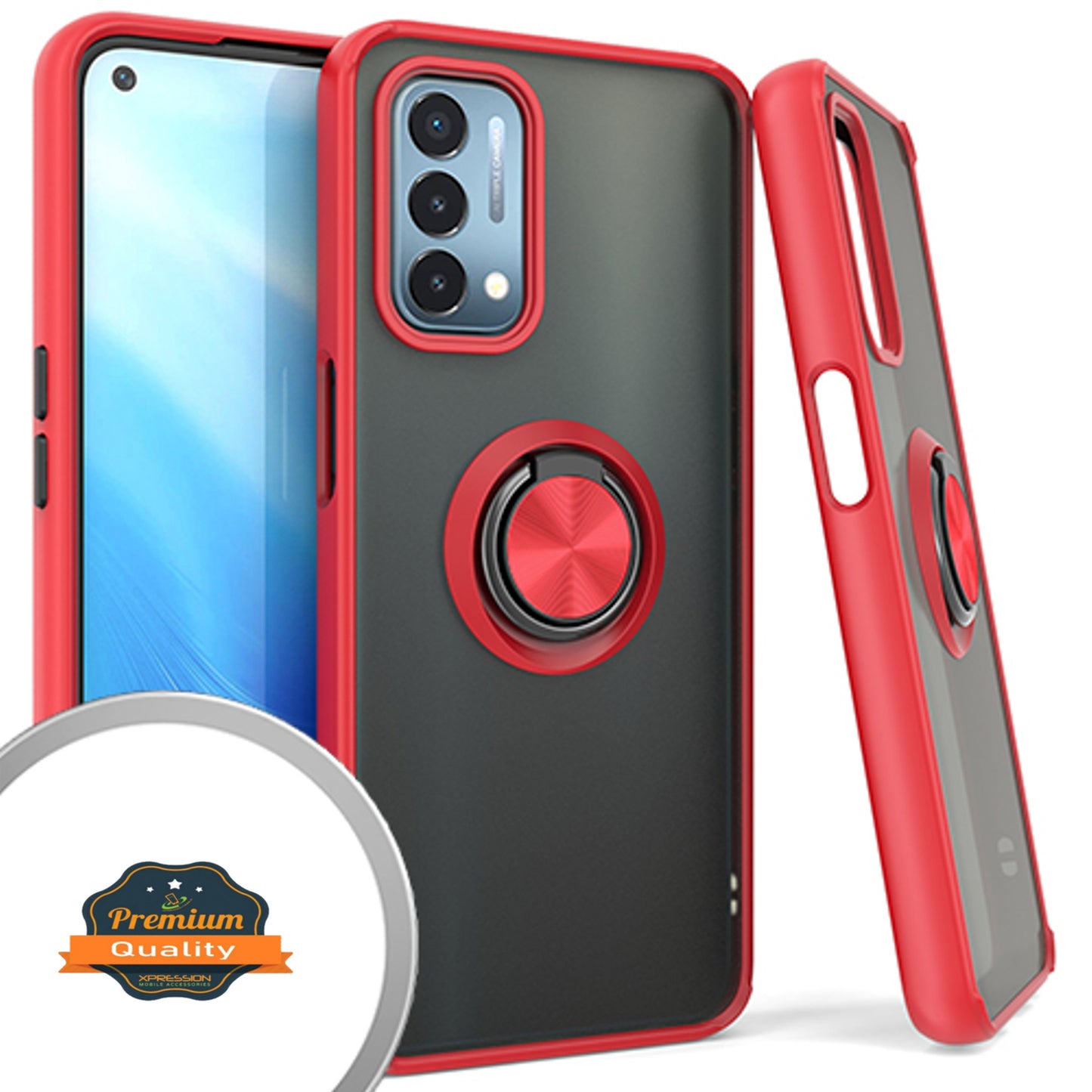 For Motorola Moto Edge+ 2022 Finger Ring Stand Holder Kickstand Hybrid Frosted Matte TPU Hard PC Frame Shockproof Phone Case Cover