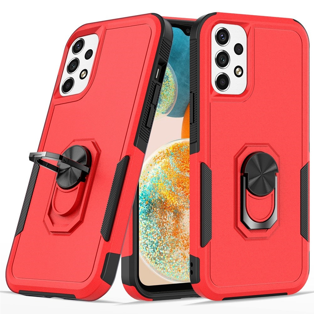 For Samsung Galaxy A23 5G Hybrid Rugged Hard Drop-Proof 3 Layer Protection Military Grade Armor with Metal Ring Stand Phone Case Cover