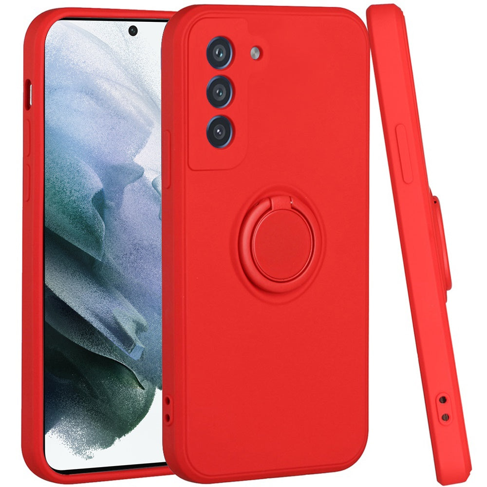 For Samsung Galaxy S22 Slim Silicone Soft Rubber Hybrid with Ultra-Thick Ring Magnetic Stand Holder Car Mount Supported Hard Protective Phone Case Cover