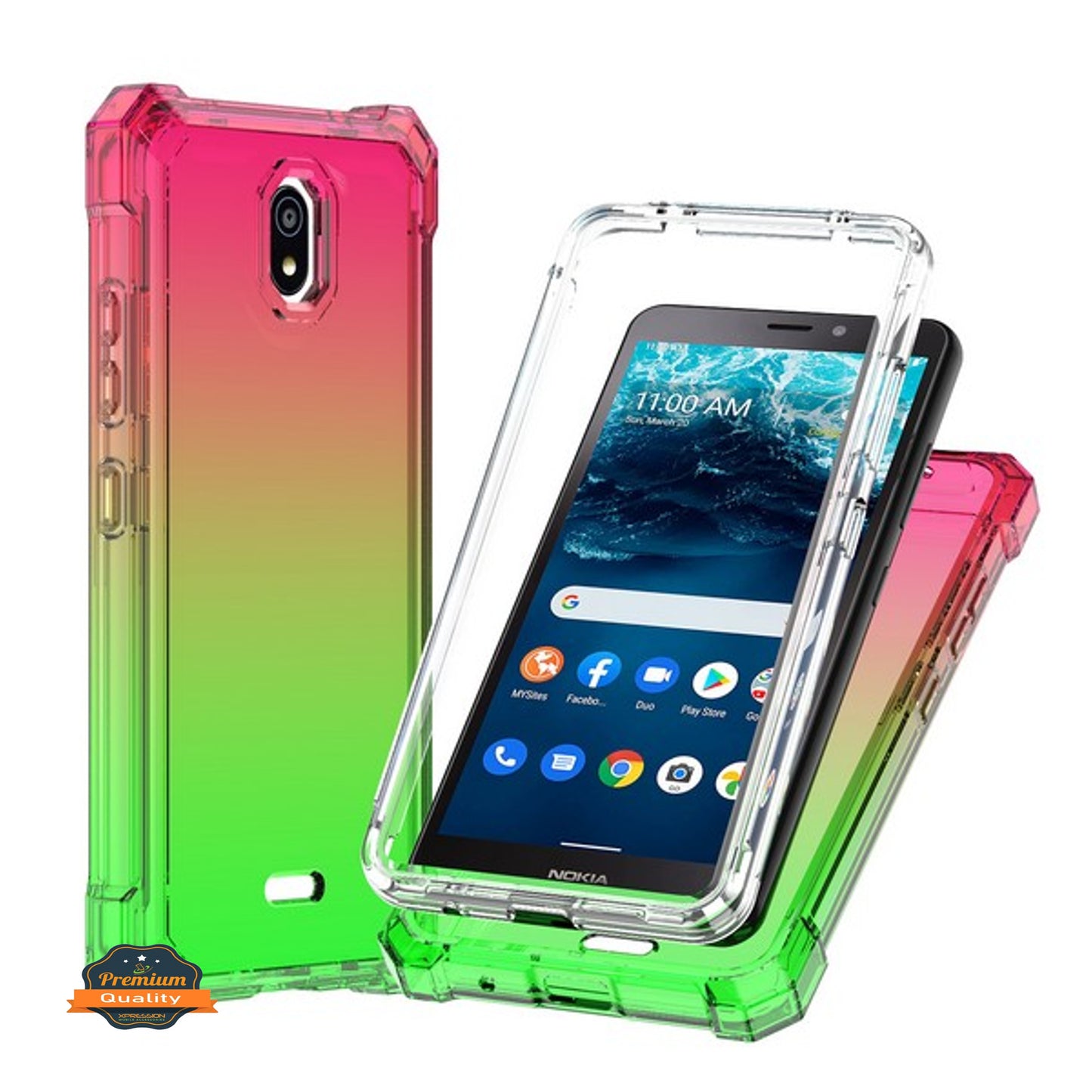 For Nokia C100 Hybrid 2in1 Front Bumper Frame Cover Square Edge Shockproof TPU + Hard PC Anti-Slip Heavy Duty Phone Case Cover