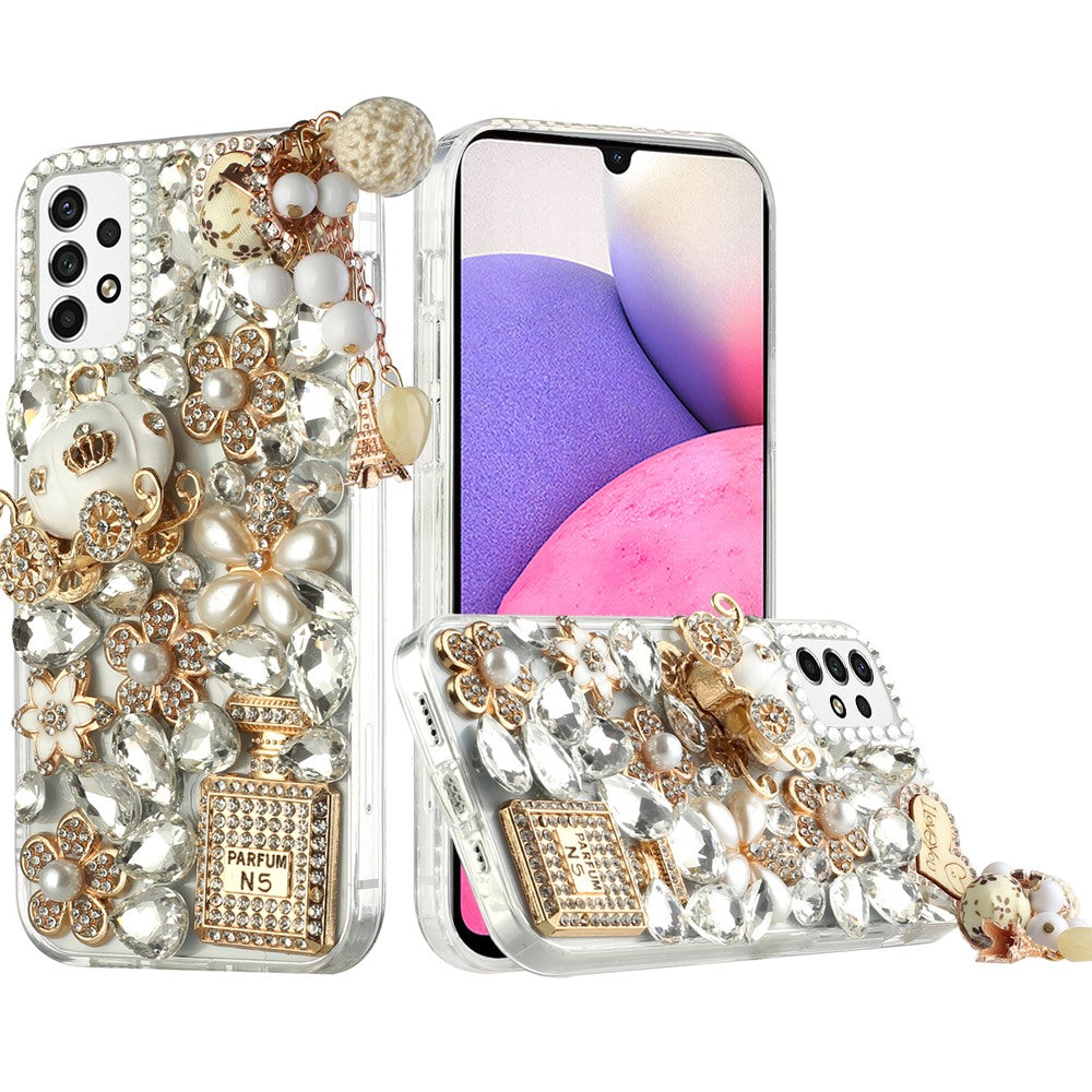 For Samsung Galaxy A33 5G Bling Crystal 3D Full Diamonds Luxury Sparkle Transparent Rhinestone Glitter Hybrid Bumper Phone Case Cover