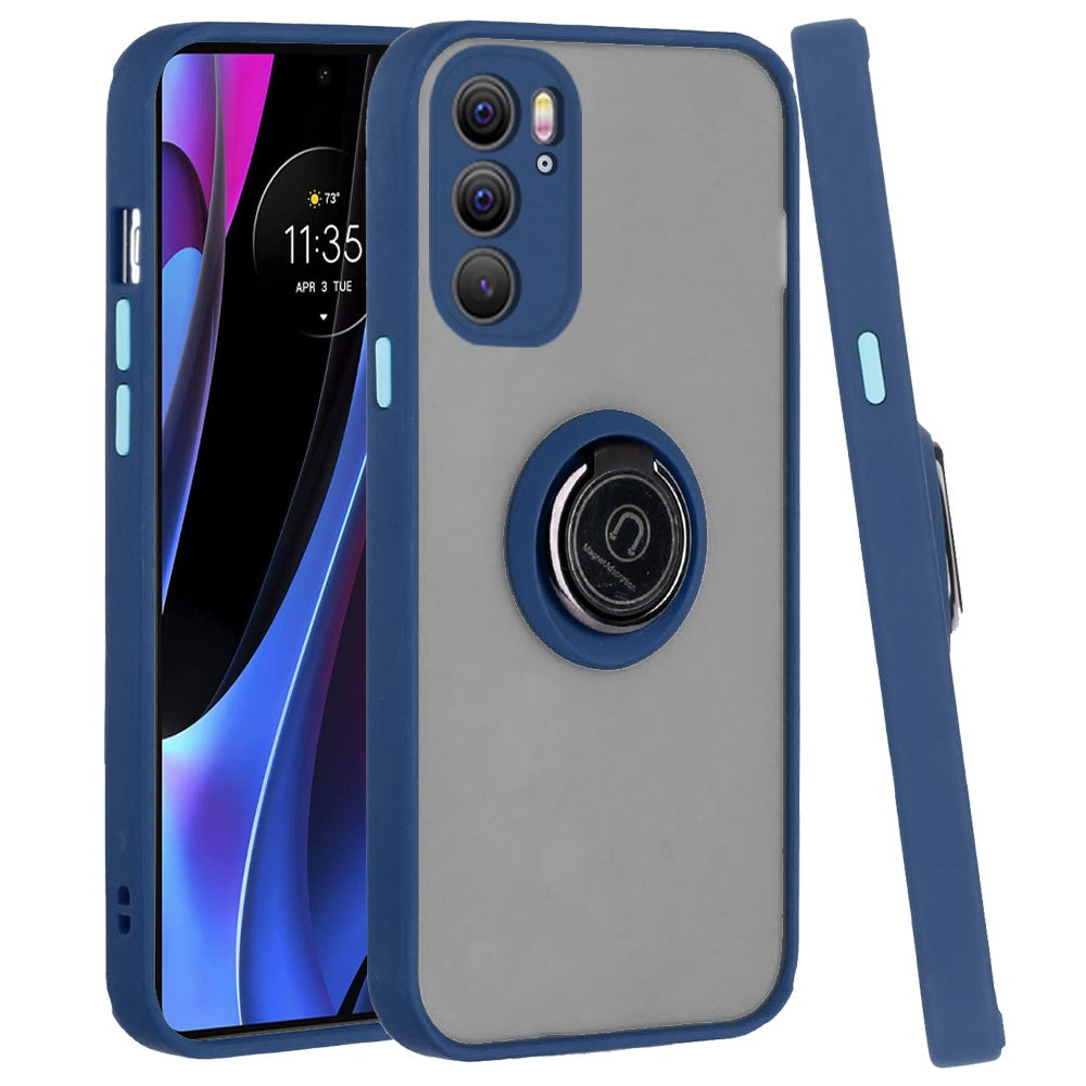 For Motorola Edge+ 2022 /Edge Plus Hybrid Protective PC Shockproof with 360° Rotation Ring Magnetic Stand & Covered Camera Phone Case Cover