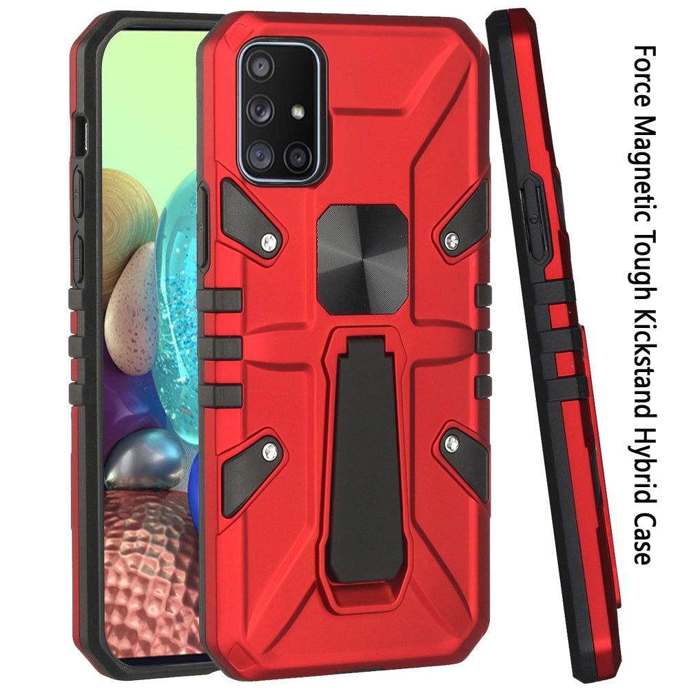 For Samsung Galaxy A71 5G Armor Kickstand Case Hybrid Heavy Duty Silicone Bumper with Magnetic Function Shockproof Hard Phone Case Cover