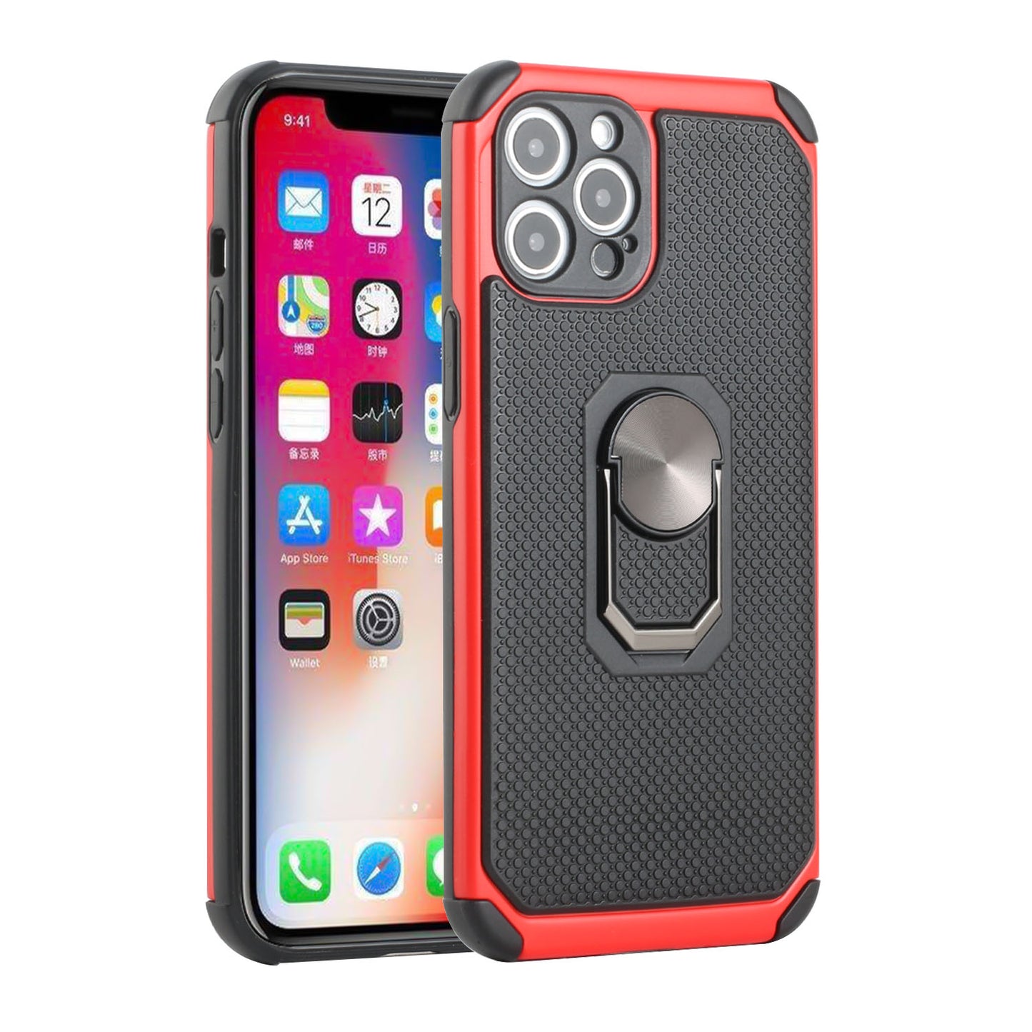 For Apple iPhone 11 (6.1") Slim Rugged TPU Shockproof Hybrid with Magnetic Ring Stand Holder Phone Case Cover