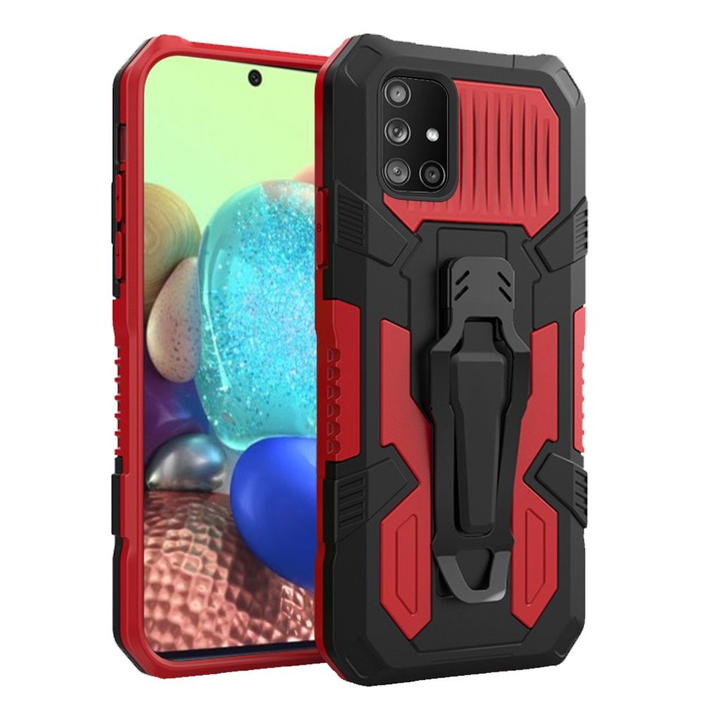 For Samsung Galaxy A71 5G Rugged Heavy Duty Dual Layers Hybrid Shockproof Shell with Built in Metal Clip Holder & Kickstand Phone Case Cover