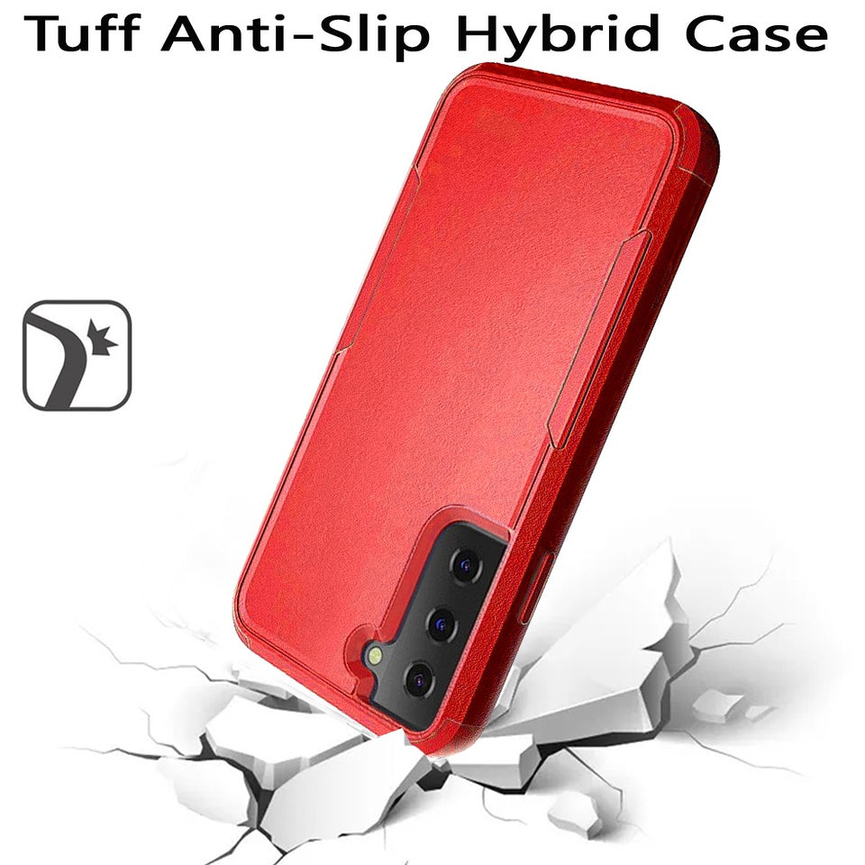 For Samsung Galaxy A13 5G Hybrid Rugged Hard Shockproof Drop-Proof with 3 Layer Protection, Military Grade Heavy-Duty Armor Design Red Phone Case Cover