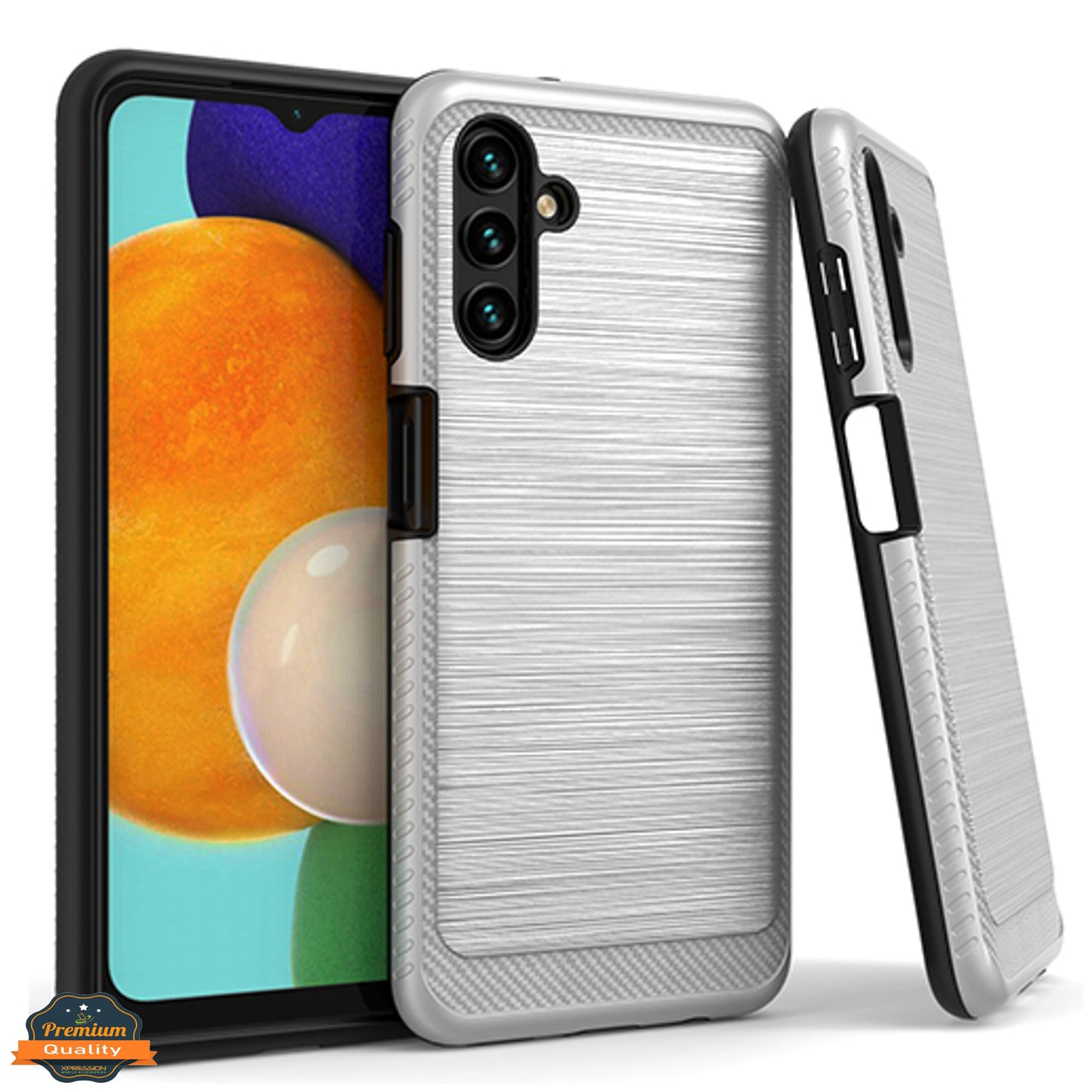 For Samsung Galaxy A13 5G Armor Brushed Texture Rugged Carbon Fiber Design Shockproof Dual Layers Hard PC + TPU Protective Phone Case Cover