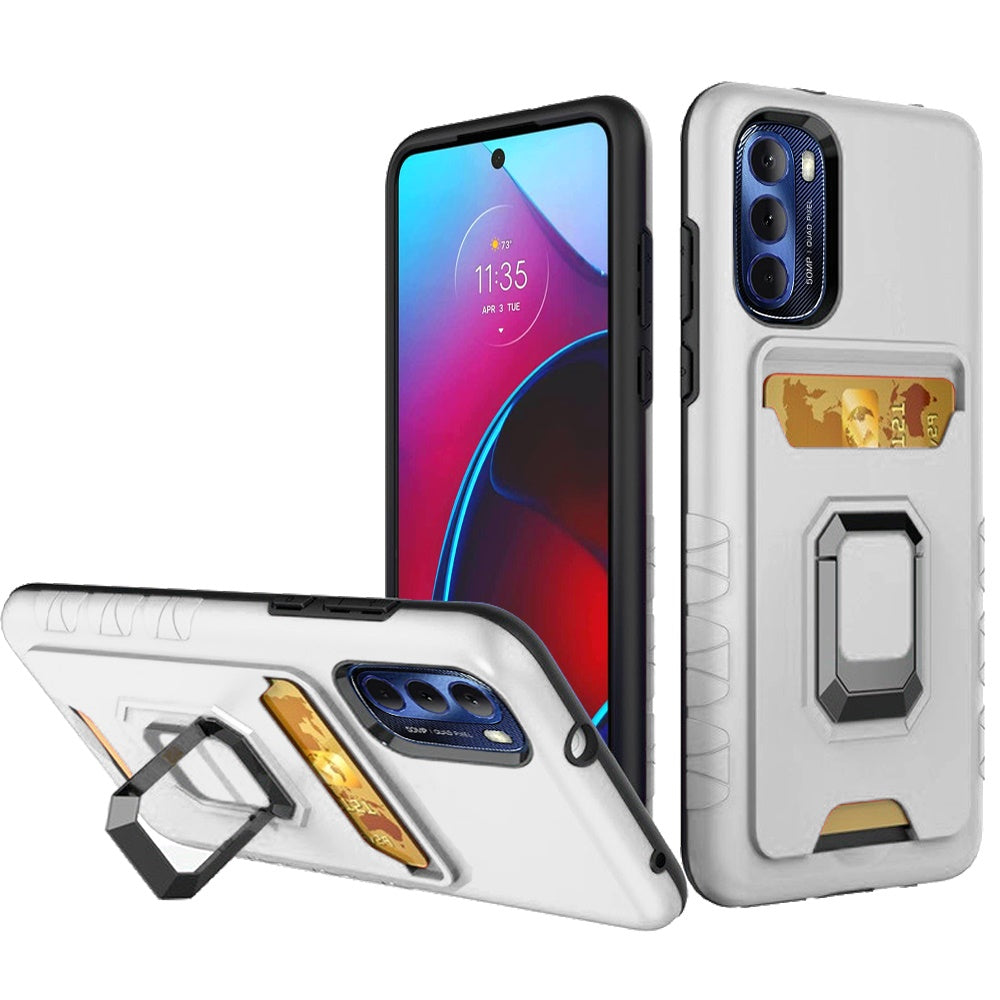 For Motorola Moto G Stylus 2022 4G Wallet Case Designed with Credit Card Holder & Magnetic Stand Kickstand Ring Heavy Duty Hybrid Armor Phone Case Cover