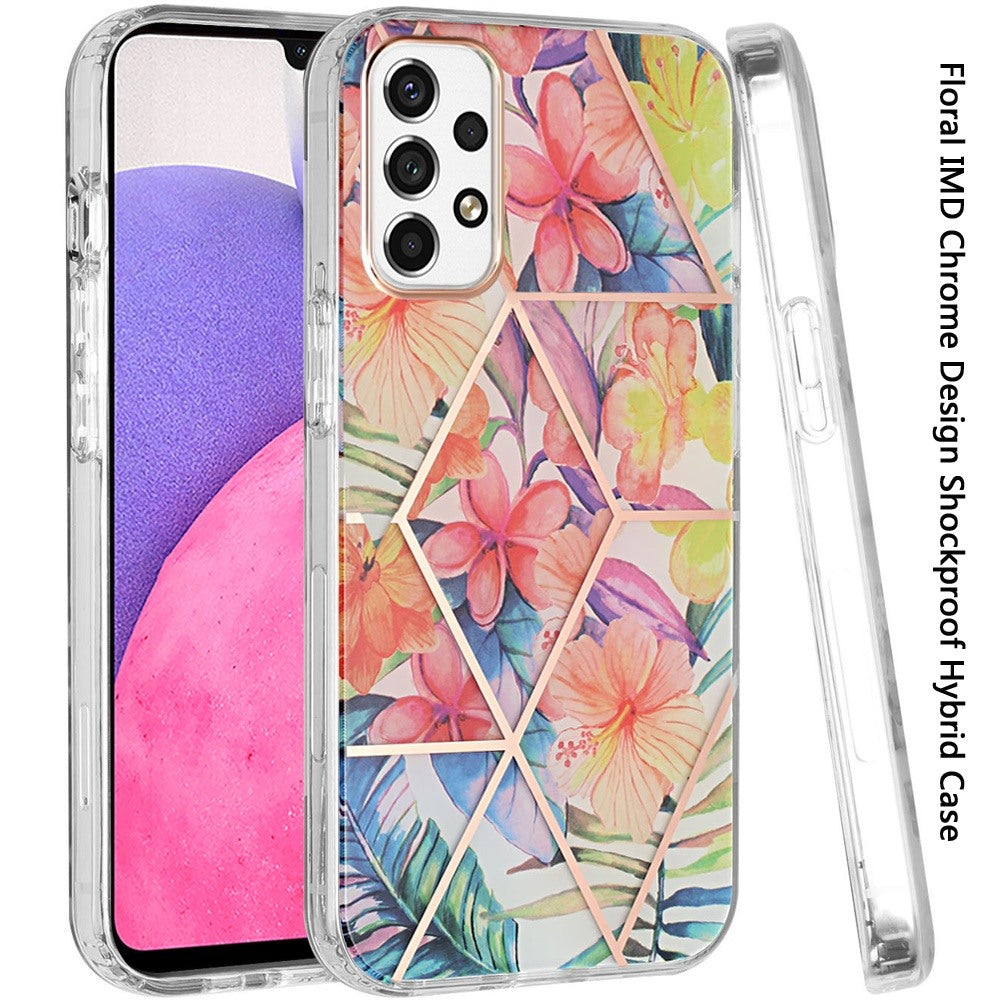 For Samsung Galaxy A33 5G Fashion Floral IMD Design Flower Pattern Hybrid Protective Hard PC Rubber TPU Slim Hard Back Phone Case Cover