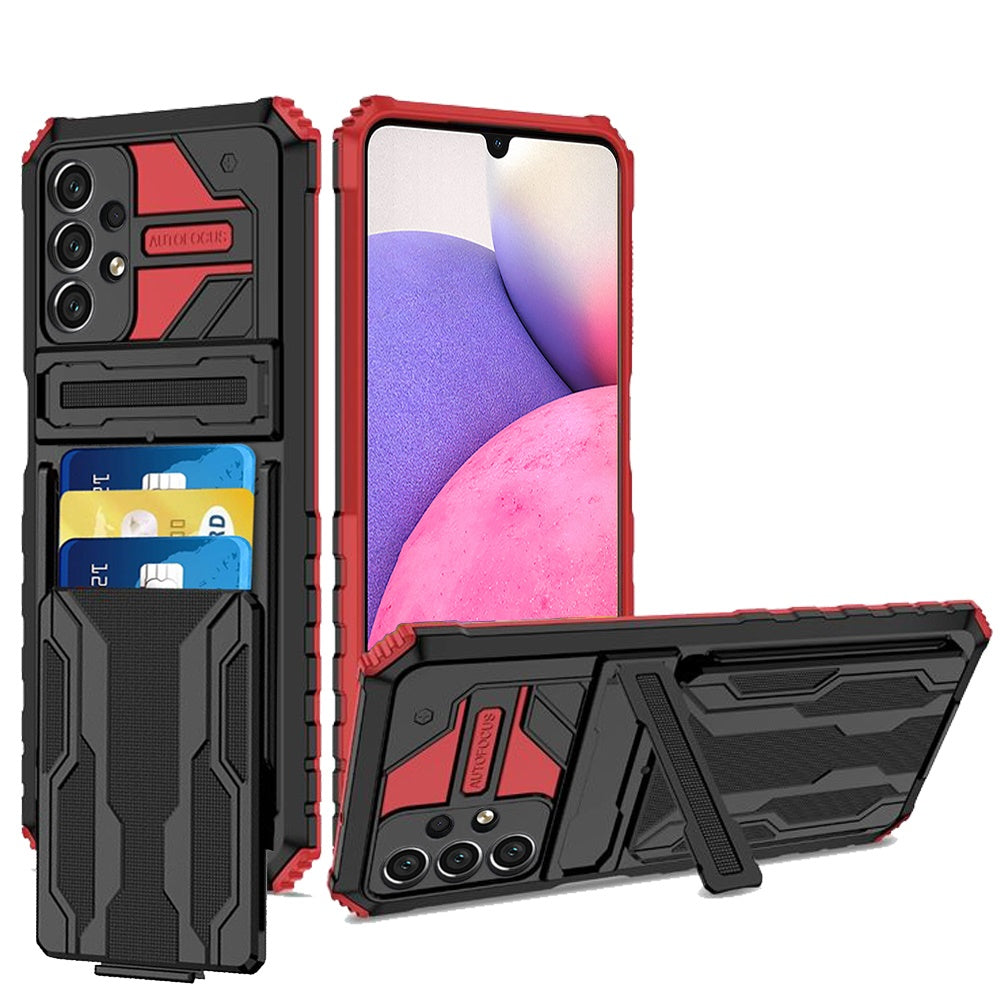 For Samsung Galaxy A33 5G Wallet Credit Card Holder ID Slot Hidden Back Pocket with Kickstand Dual Layer Armor Hard Hybrid Phone Case Cover