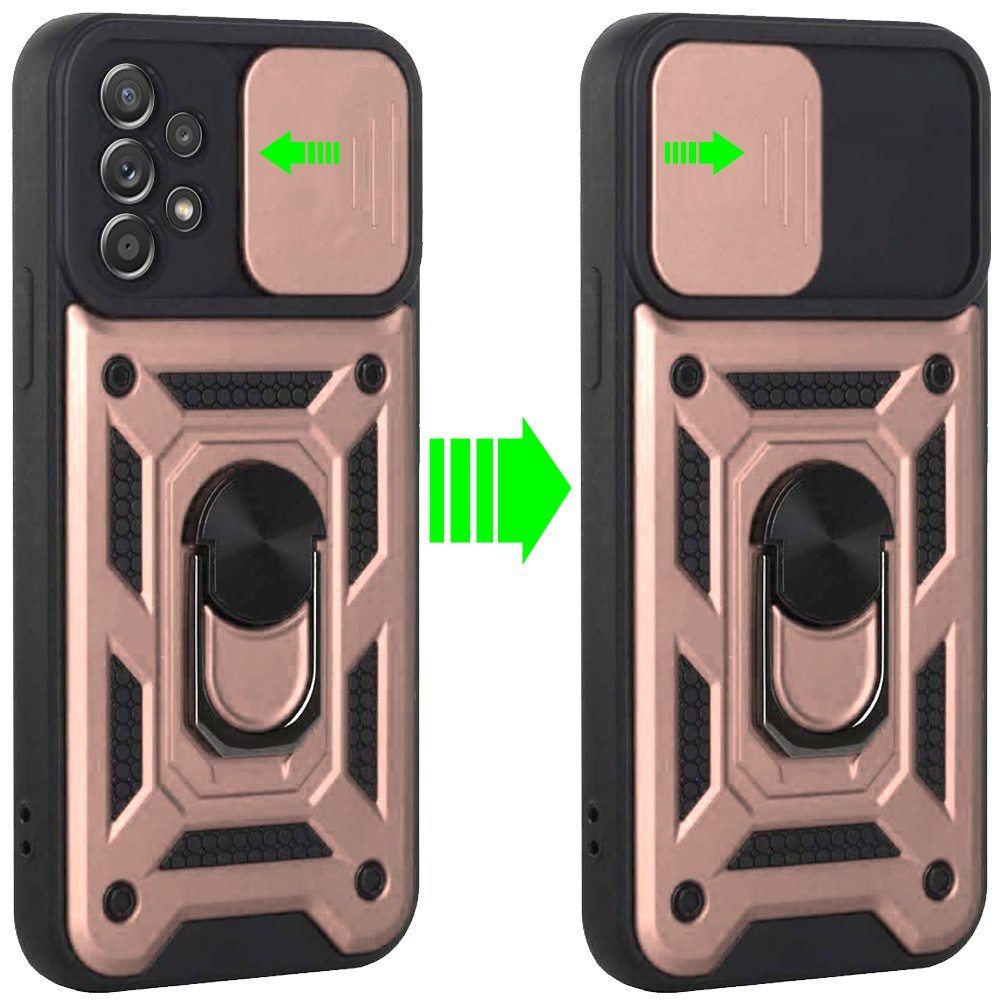 For Motorola Moto G Power 2022 Hybrid Cases with Slide Camera Lens Cover and Ring Holder Kickstand Rugged Dual Layer Heavy Duty Phone Case Cover