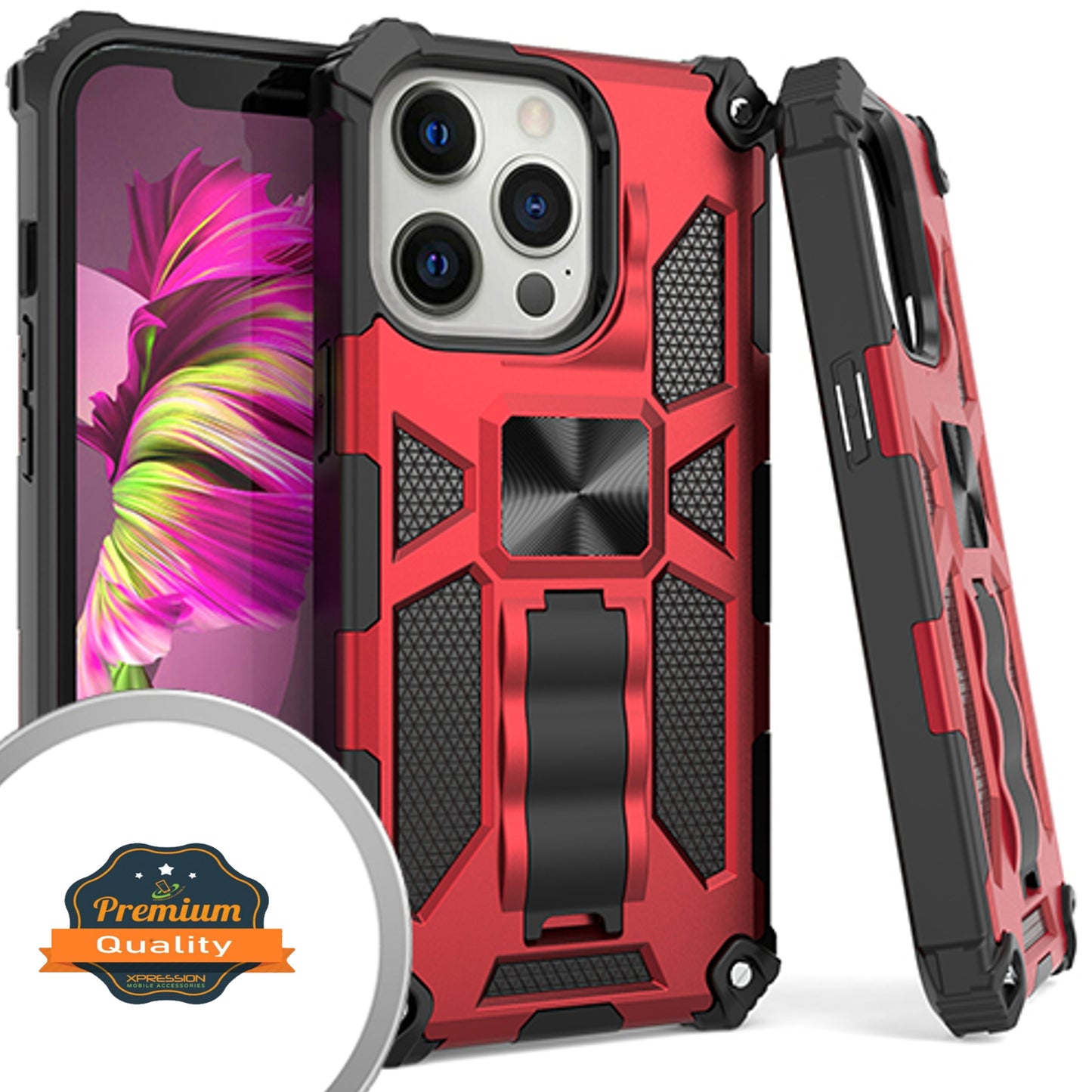 For Apple iPhone 13 /Pro Max Mini Cases with Invisible Kickstand Stand Dual Layer Hybrid Defender Military Grade Shockproof Heavy Duty Hard PC + TPU Phone Case Cover