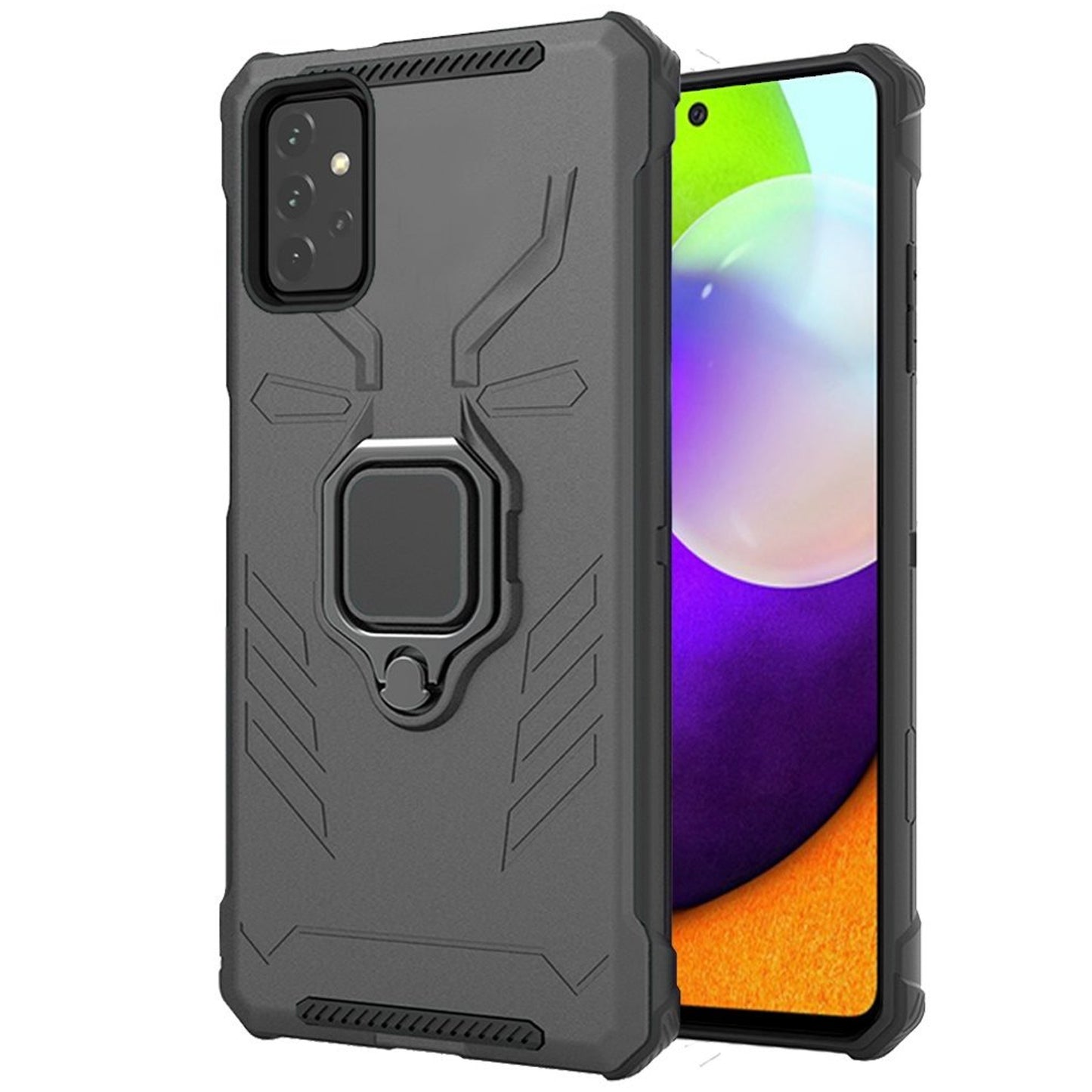 For Samsung Galaxy S20 FE /Fan Edition 5G Shock-Proof Magnetic Car Mount Kickstand Ring Texture Rugged Hybrid Dual Layer Purple Phone Case Cover