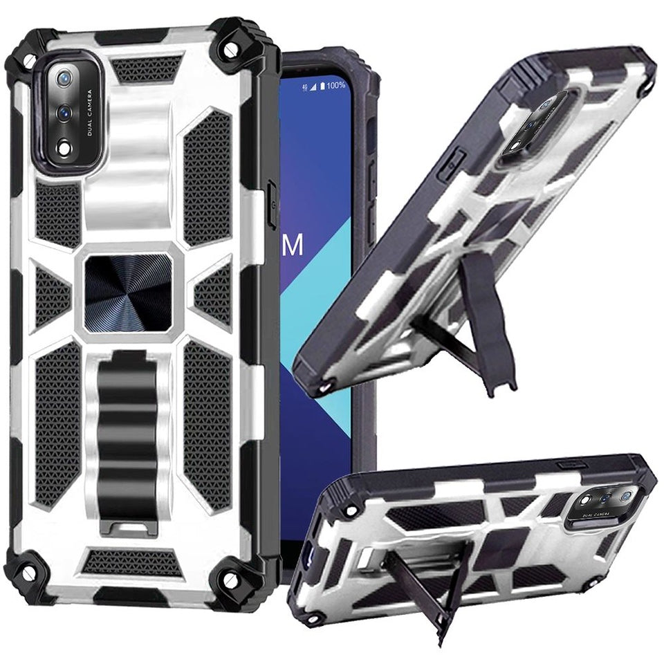 For Samsung Galaxy A03 Core Built in Magnetic Kickstand, Military Hybrid Bumper Heavy Duty Dual Layers Rugged Protective Phone Case Cover
