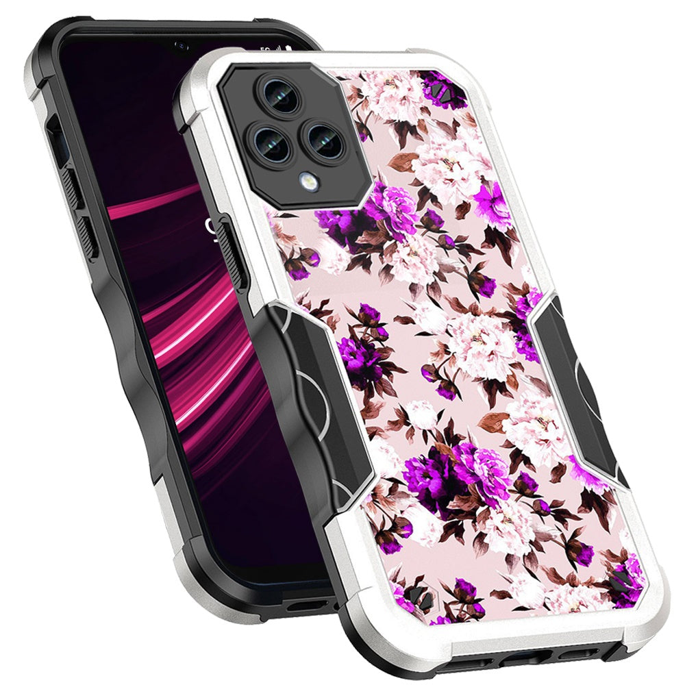 For T-Mobile Revvl 6 Pro 5G /Revvl 6 5G Fashion Design Shockproof Hybrid Stylish Pattern Rubber Armor Phone Case Cover