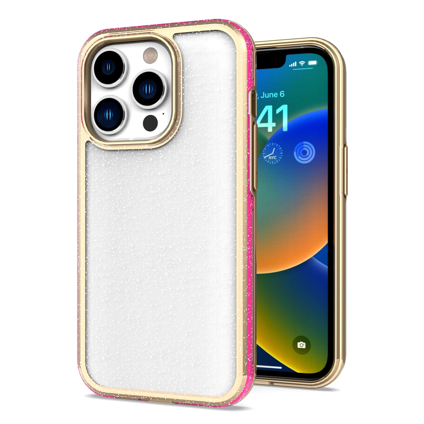 For Motorola Moto G 5G 2022 Electroplated Gold Frame Glitter Bling Transparent Hybrid Hard PC + TPU Rubber Phone Case Cover