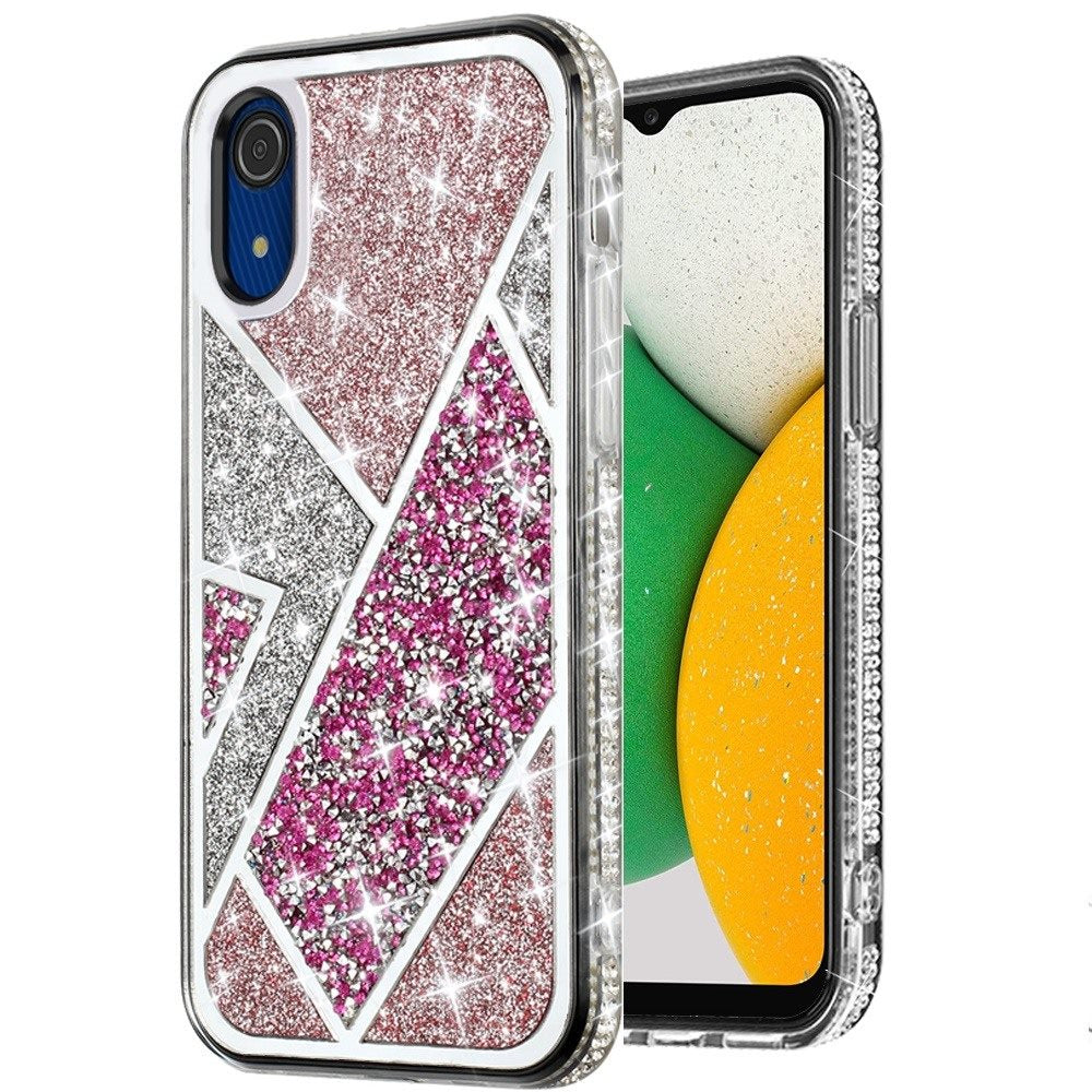 For Samsung A03 Core Glitter Bling Diamond Rhinestone Sparkly Bumper Fashion Shiny Cute Fancy Cases Hybrid Rugged PC Phone Case Cover