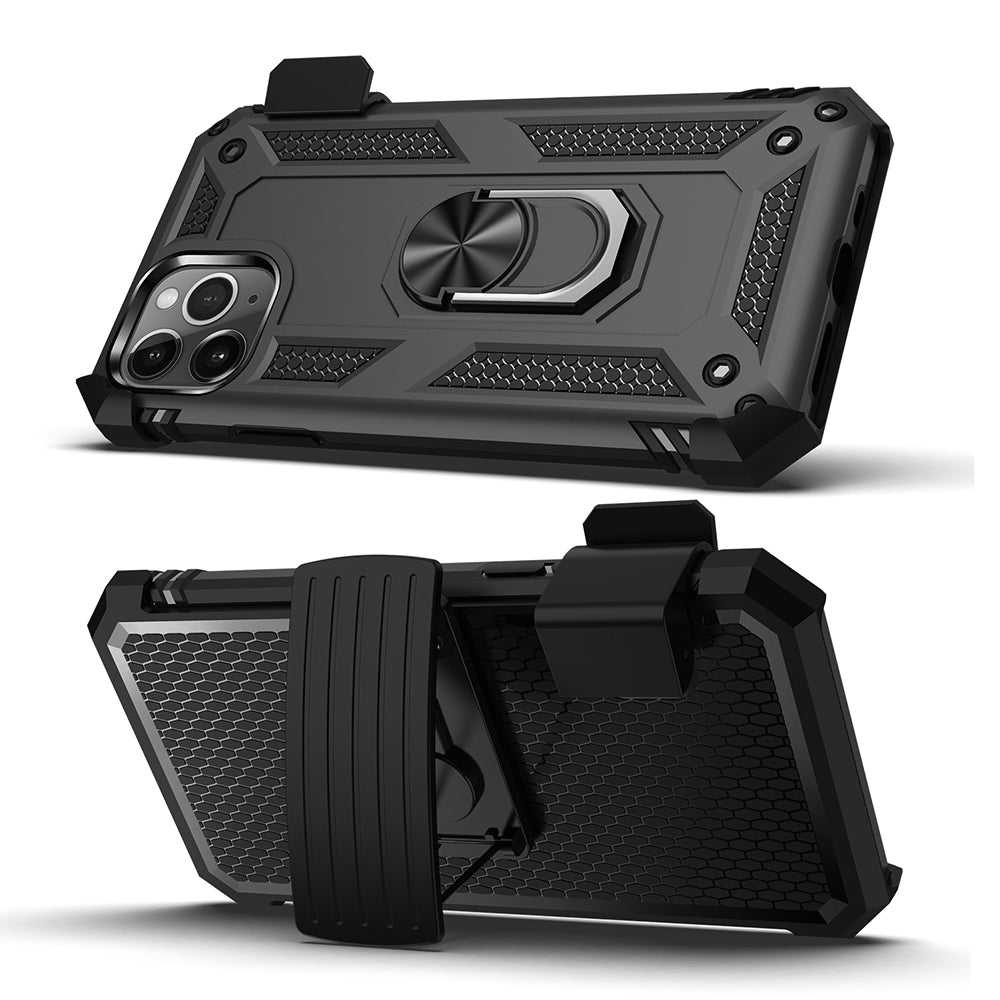 For Apple iPhone 14 /Plus Pro Max Hybrid Holster Combo Belt Clip Armor Rugged with Rotatable Ring Stand Phone Case Cover