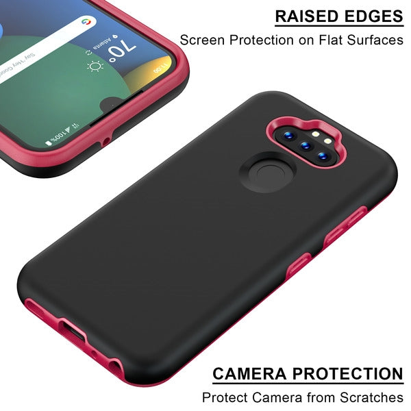 For LG K31 /Aristo 5/Fortune 3/Tribute Monarch / Phoenix 5 Dual Layer Hybrid Armor Rubber TPU Hard PC Shockproof Slim Black / Red Phone Case Cover