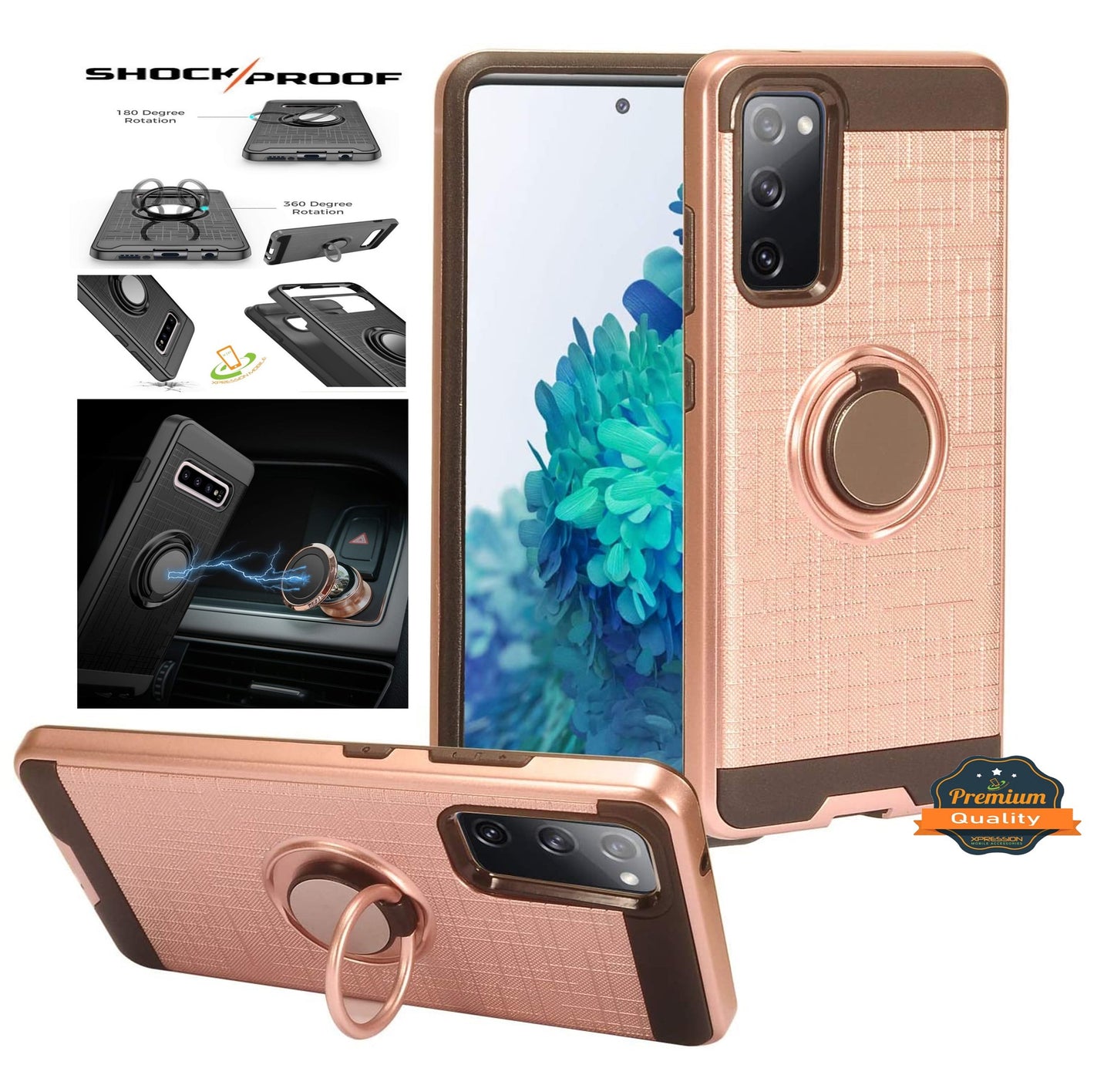 For Samsung Galaxy A13 5G Hybrid 360° Ring Armor Shockproof Dual Layers Holder with Ring Stand for Magnetic Car Mount Phone Case Cover
