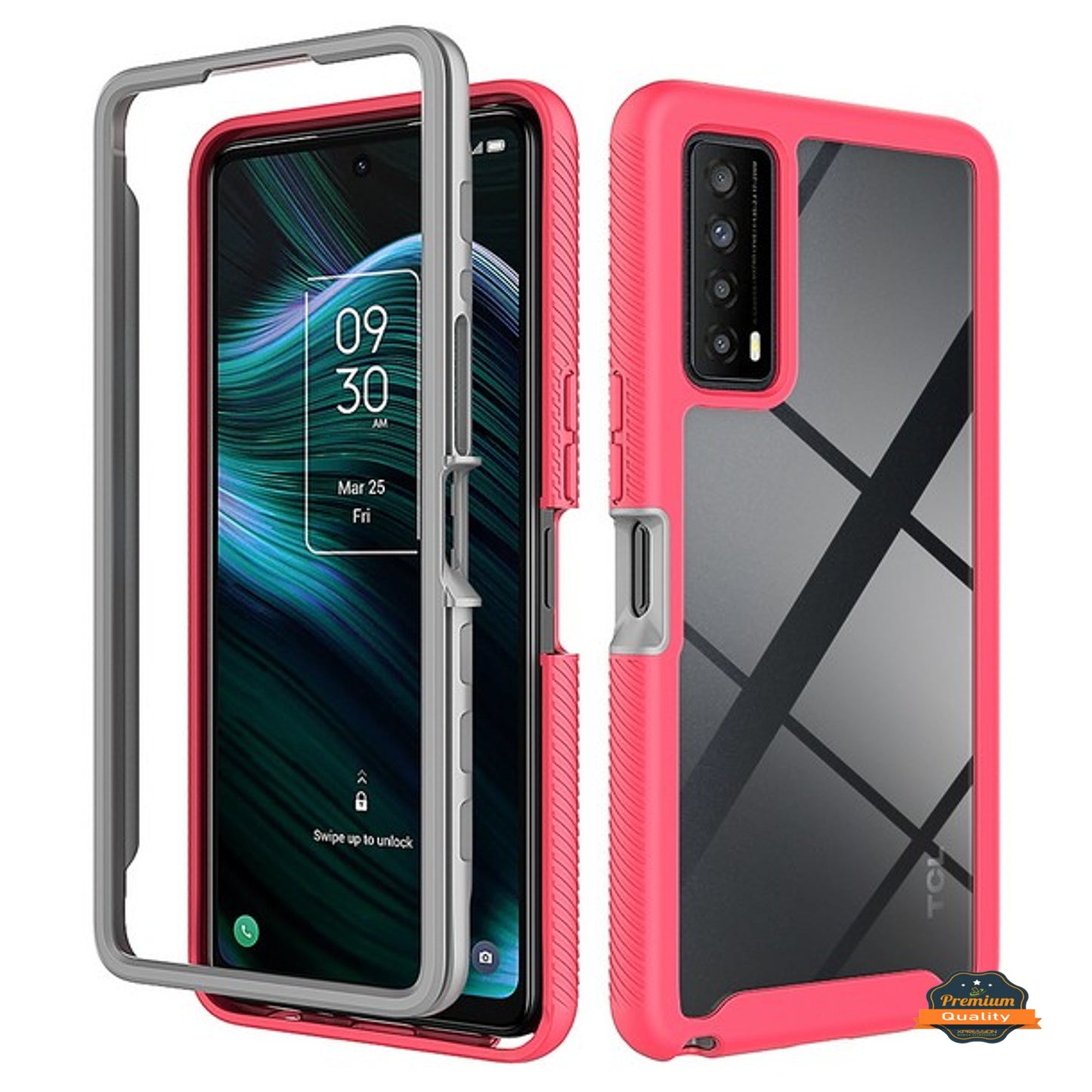 For OnePlus 10T 5G Full Body Frame Armor Slim Hybrid Double Layer Hard PC + TPU Transparent Back Rugged Shockproof Phone Case Cover