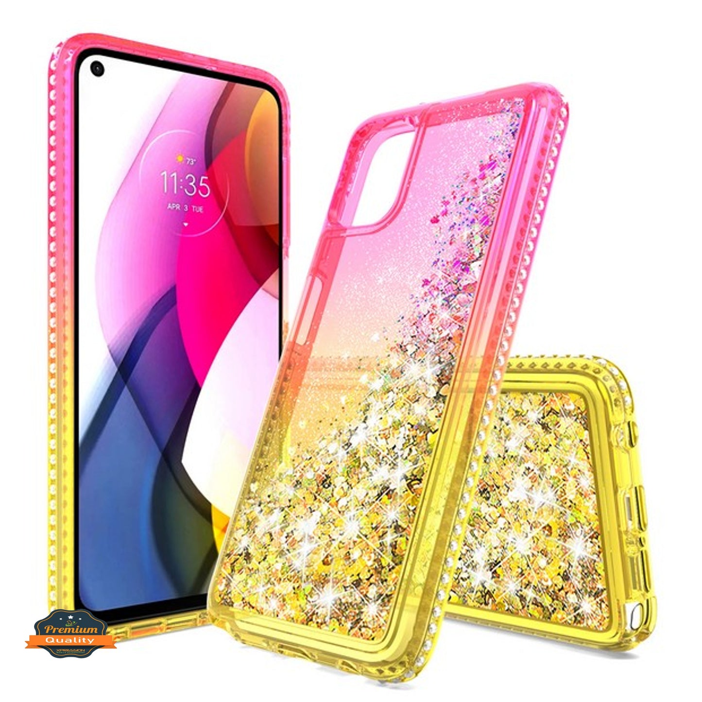 For Apple iPhone 13 Mini (5.4") Gradient Quicksand Glitter Flowing Liquid Floating Sparkly Bling Diamond TPU Rubber Hybrid Phone Case Cover