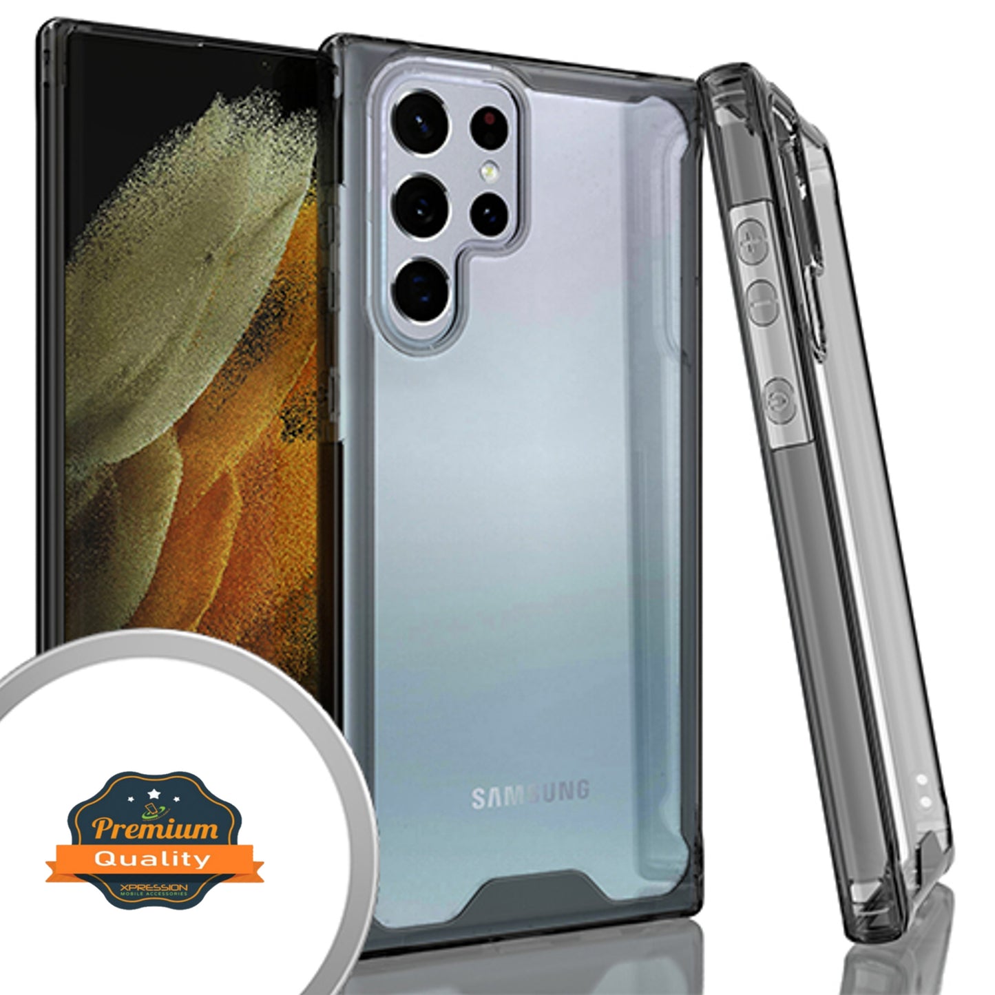 For Samsung Galaxy S23 /Plus /Ultra Slim Fit Frame Shockptoof Hybrid Rubber Silicone Gummy TPU Clear Hard Back Protective Phone Case Cover