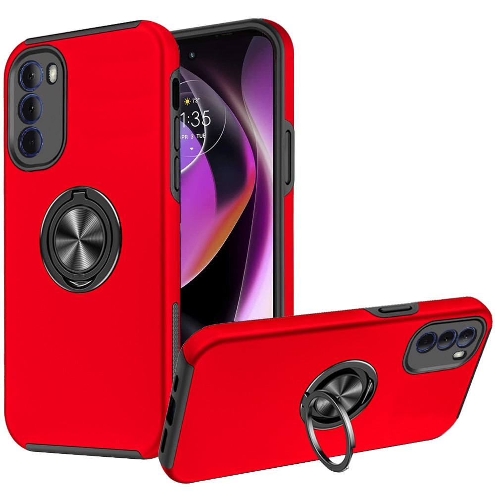 For Motorola Moto G 5G 2022 Hybrid 360 Degree Rotatable Metal Invisible Ring Stand Fit Magnetic Car Mount Shockproof Phone Case Cover