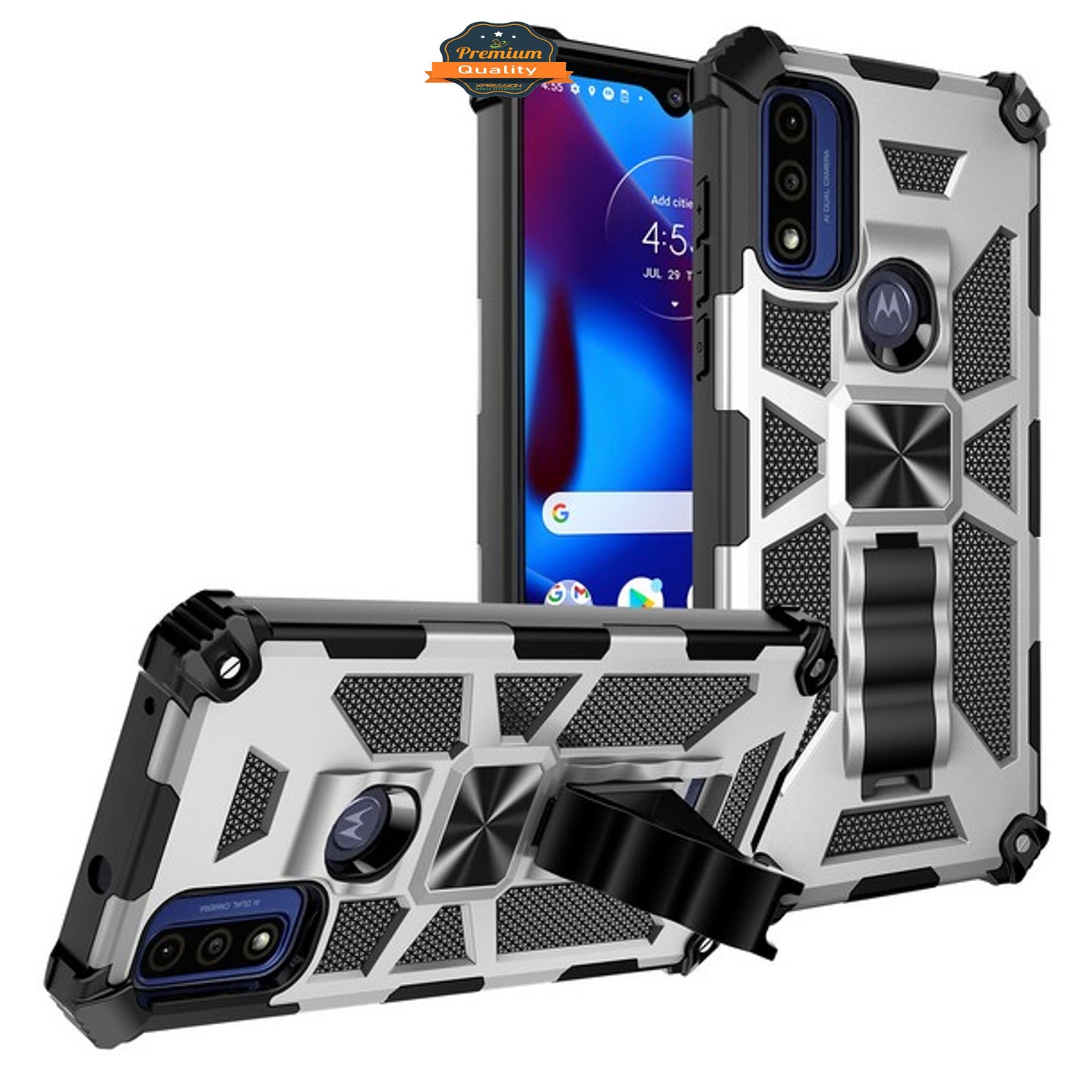 For Cricket Ovation 2 Built in Magnetic Kickstand, Military Hybrid Bumper Heavy Duty Dual Layers Rugged Protective Phone Case Cover
