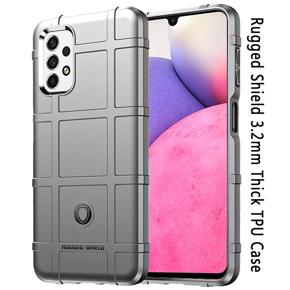For Samsung Galaxy A33 5G Rugged Shield Hybrid TPU 3.2mm Thick Rough Armor Tactical Matte Grip Silicone Texture Anti-Drop Phone Case Cover