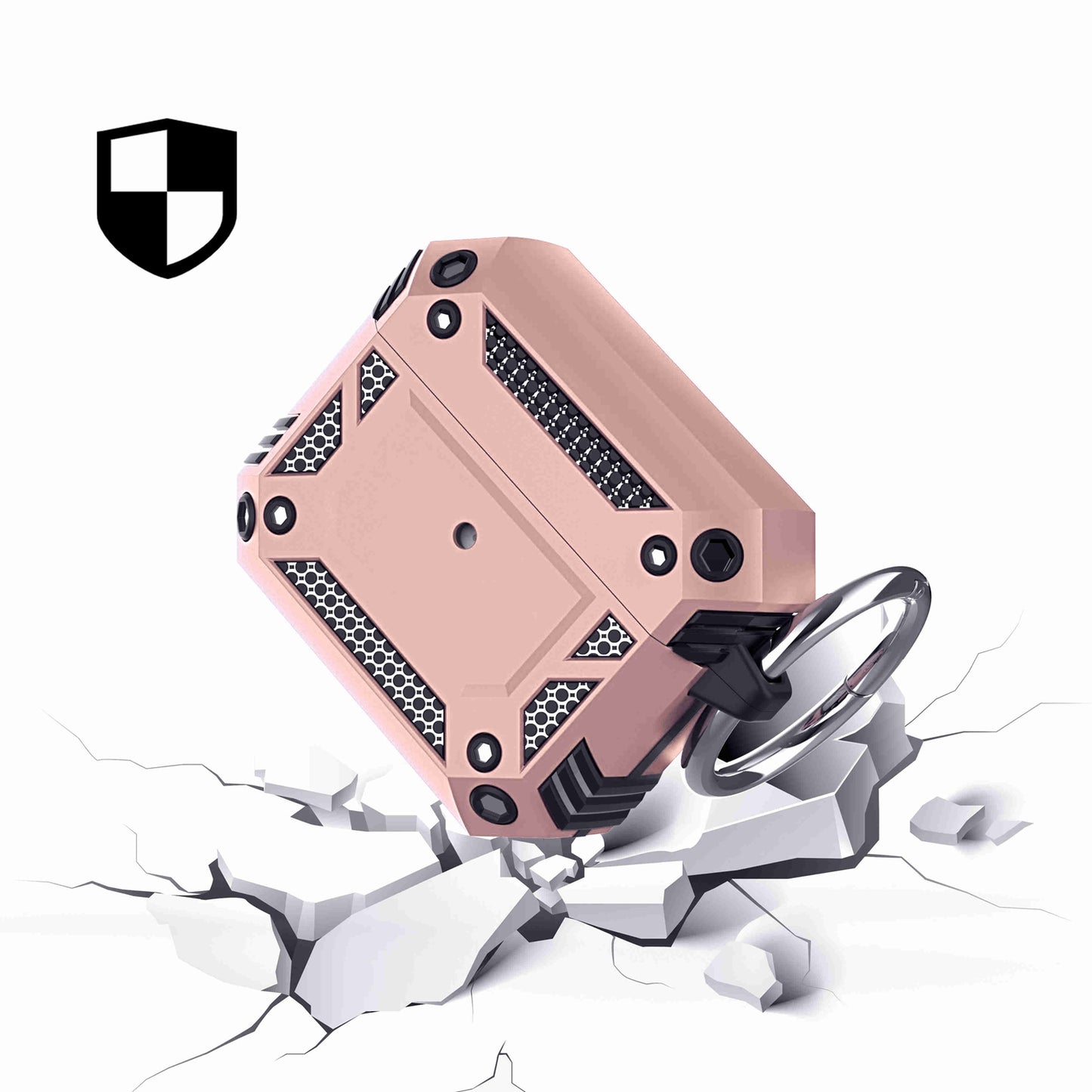 For Apple AirPods Pro Sturdy Shockproof Protective Hybrid Durable Armor with Wireless Charging, Carabiner Keychain Phone Case Cover