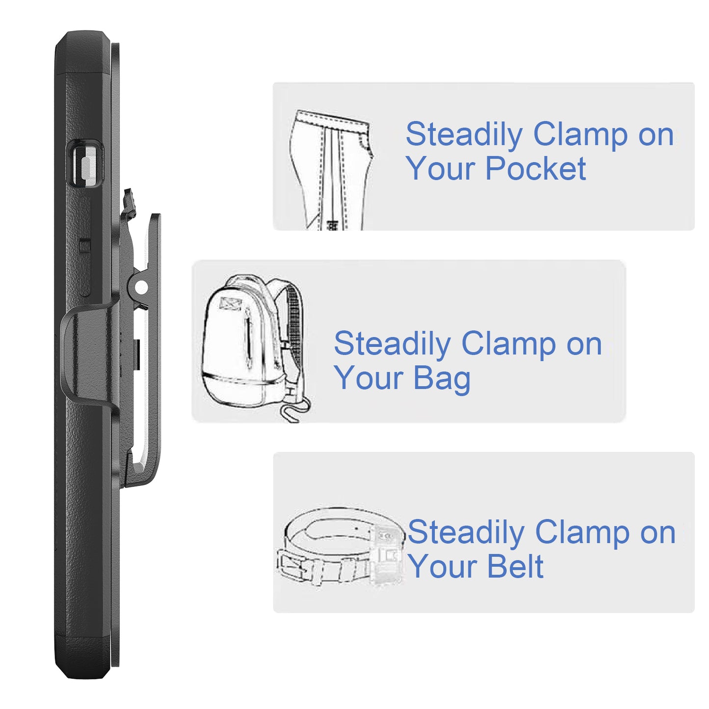 For Apple iPhone 13 Pro Max Hybrid Rugged Shockproof Military Tough Heavy Duty with 360 Swivel Belt Clip Stand & Holster Black Phone Case Cover