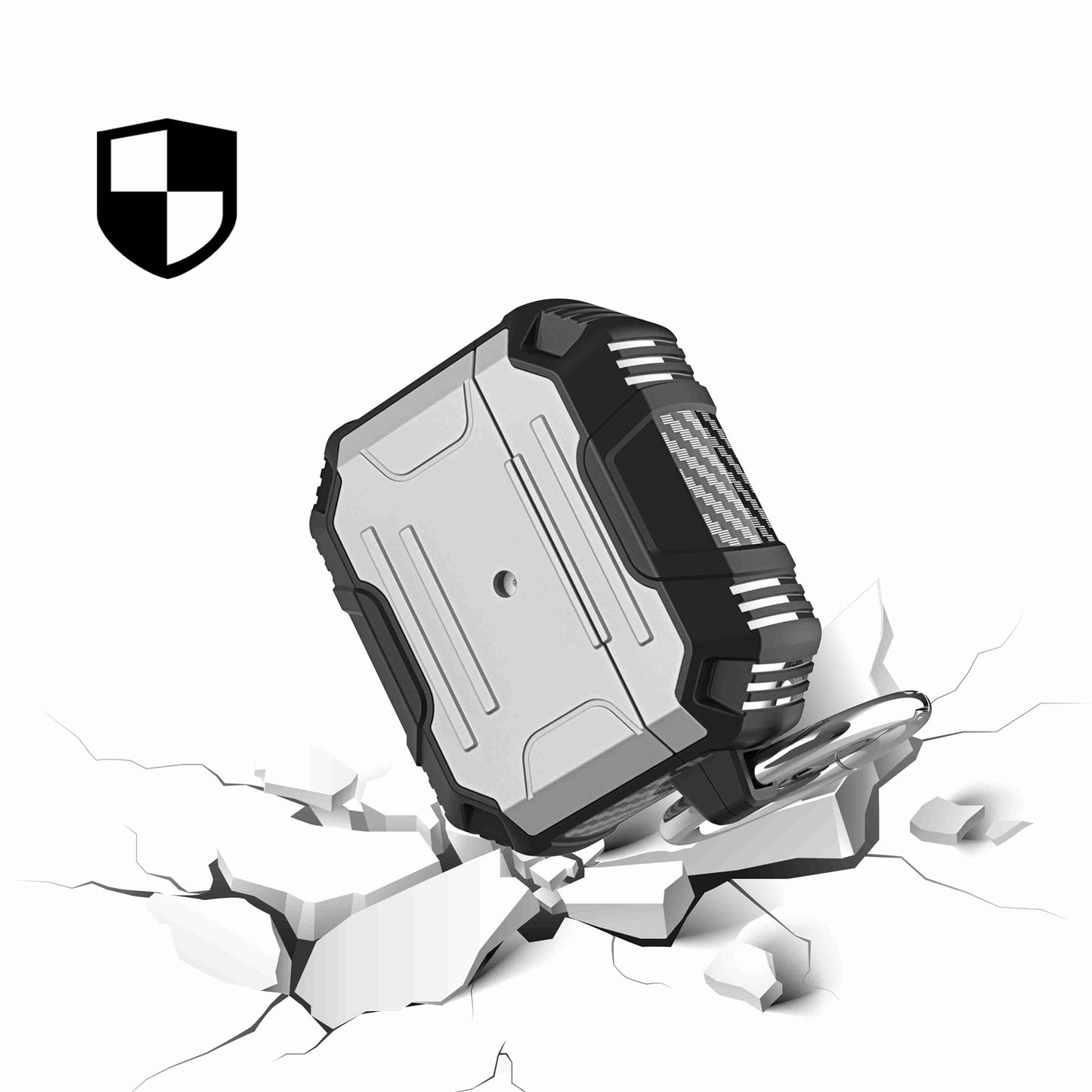 For Apple AirPods Pro Full-Body Rugged ShockProof Hybrid With Metal Hook Carabiner Heavy Duty Protective Armor Phone Case Cover